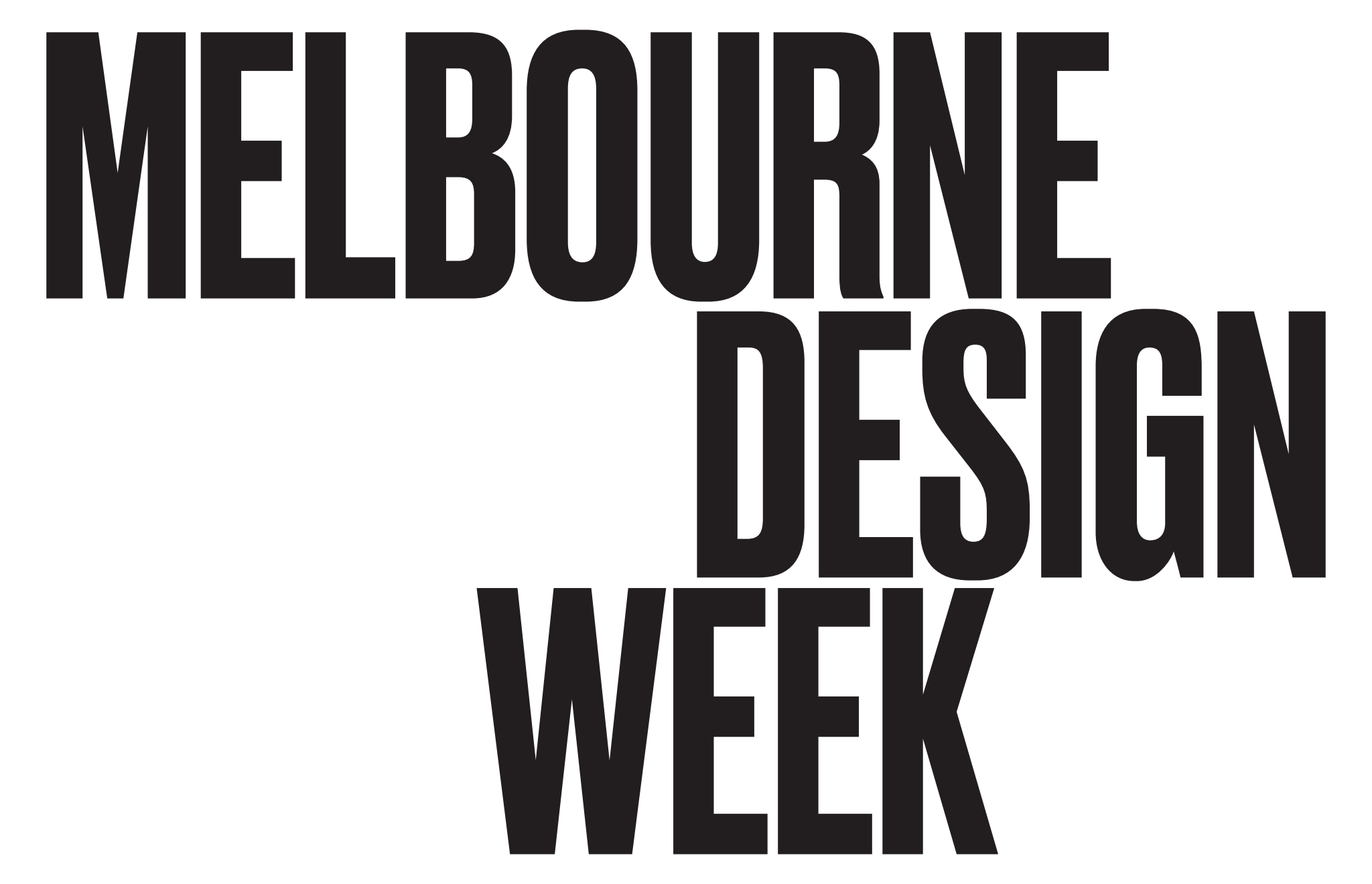 Bold black text on a white background says 'Melbourne Design Week'.