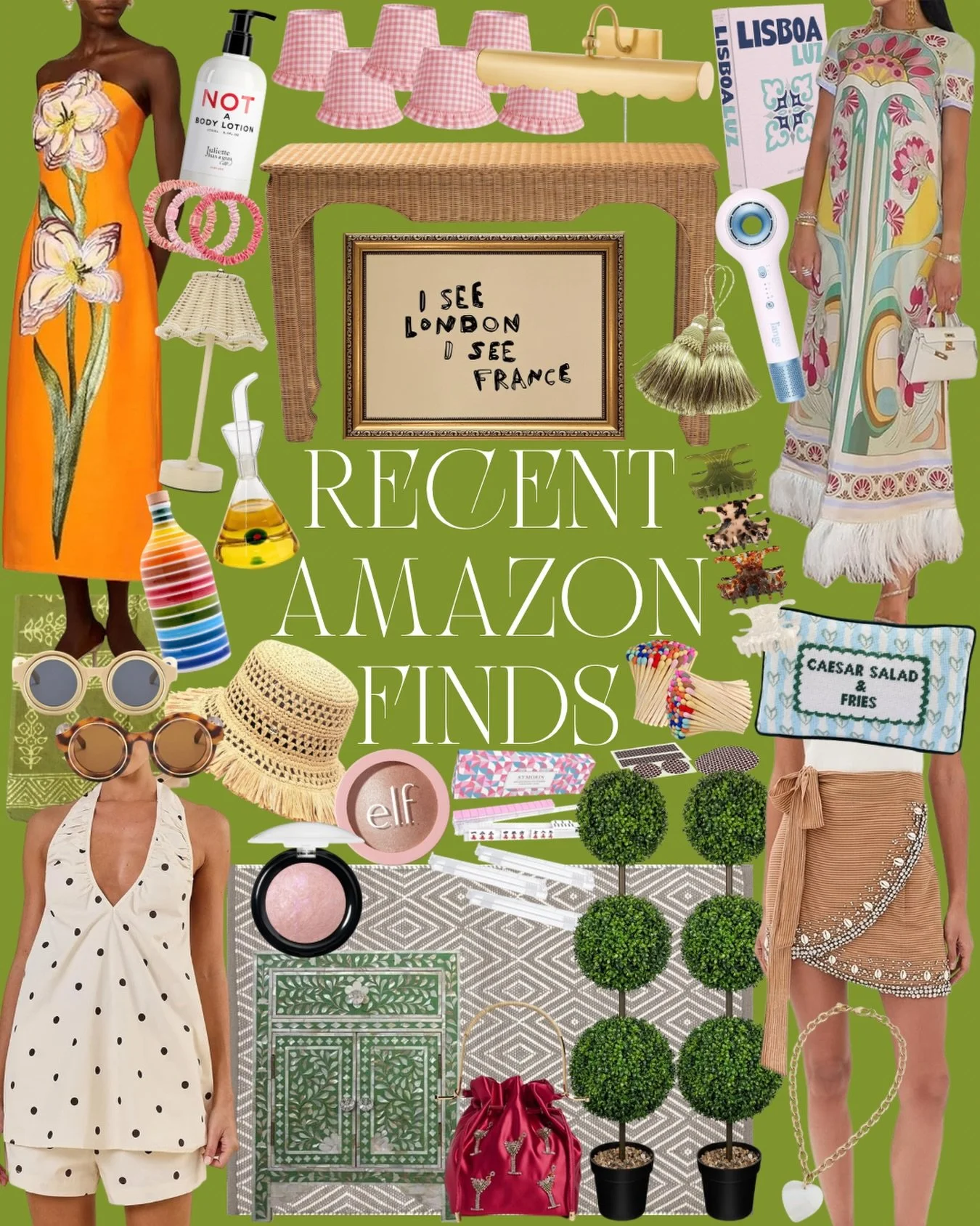 Amazonmaxxing 💁🏼&zwj;♀️🍸☄️🤌🏼 Thirty scrumptious finds that are easy on the eyes &amp; your wallet. Think $40 designer-esque dresses, chic conversation pieces, &amp; the breeziest sets for summer&mdash;basically&hellip;girl dinner 😋 

Comment &l