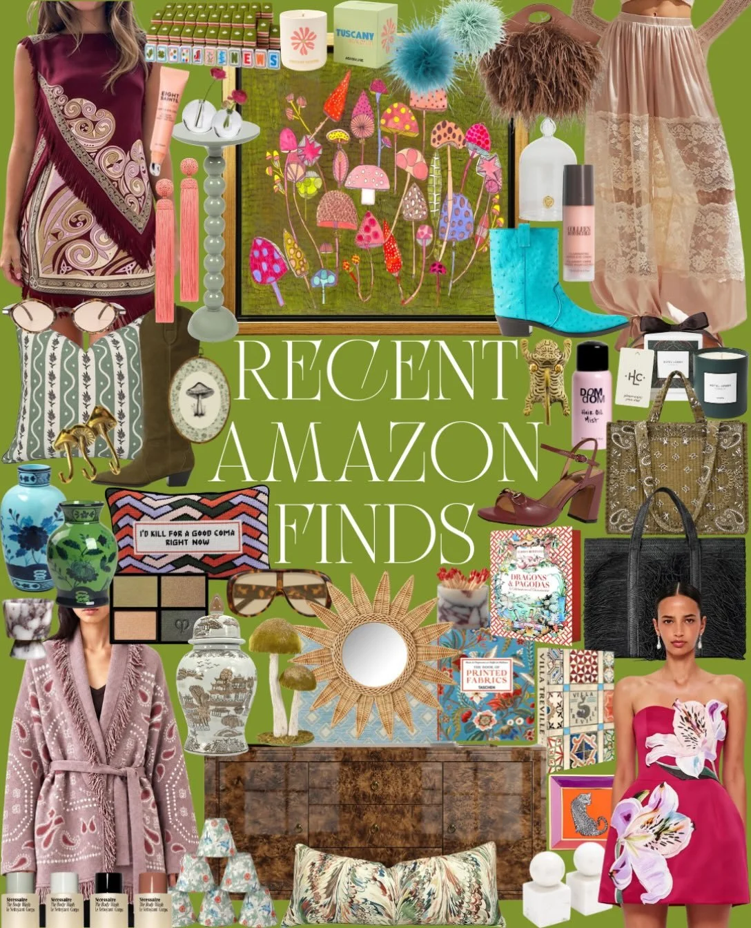 Texture, texture, read all about it 🍄🗞️🌺🪶 Fringe, feathers, florals &amp; fungi&mdash;this edit is packed full of trendy treasures that won&rsquo;t run up your tab 🧾 

Comment &ldquo;WANT&rdquo; to have the 🔗 sent directly to your inbox!! 💌

#