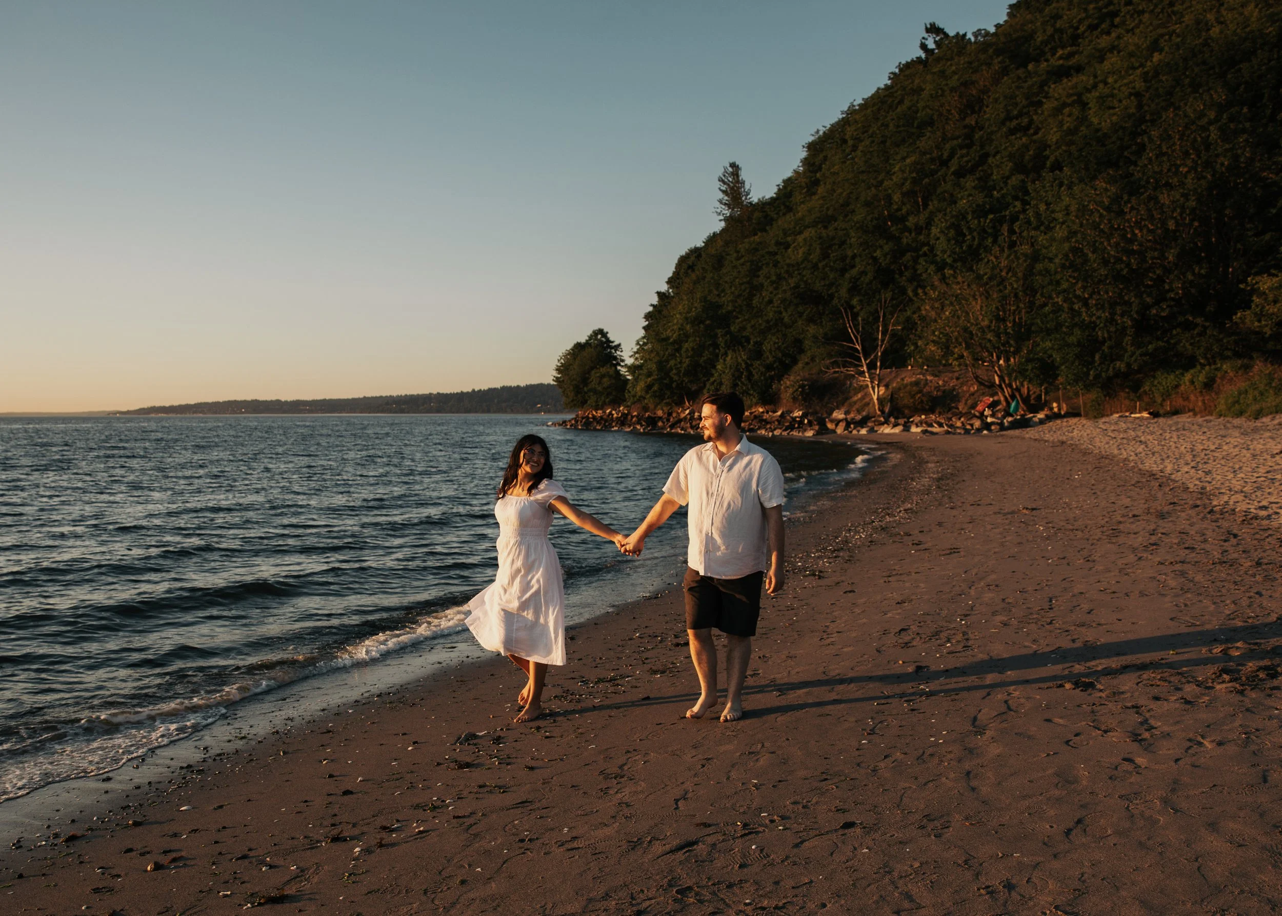 Golden Gardens Beach photoshoot engagement couple