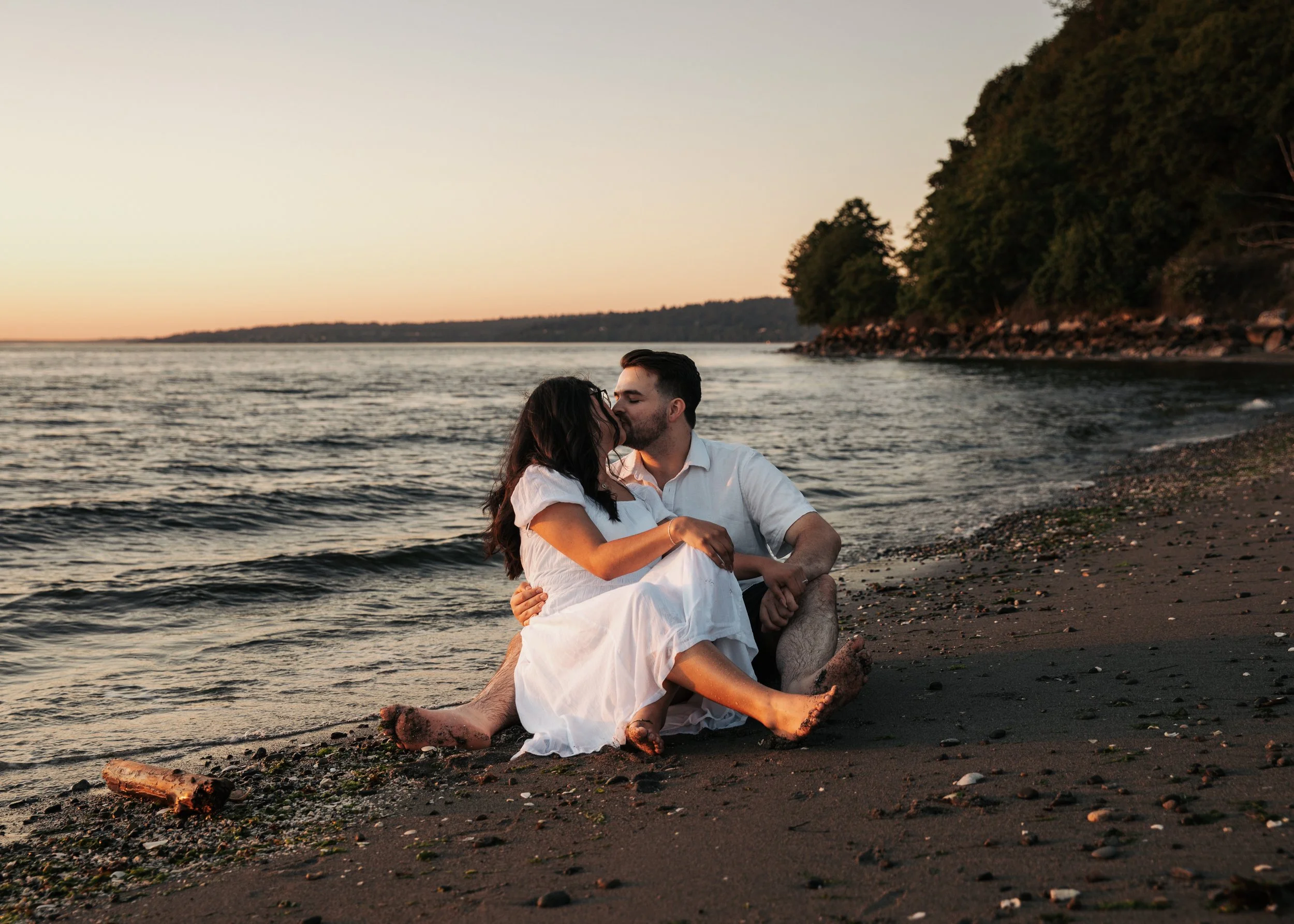 Golden Gardens Beach photoshoot engagement couple