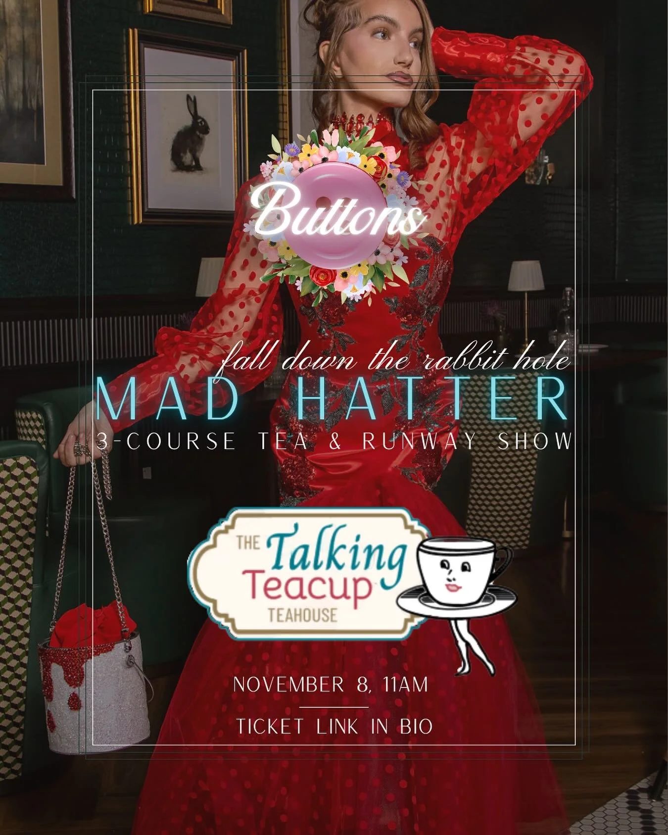 Don&rsquo;t be late for this very important date! There is still time to get your tickets for my very special show with @talkingteacupchalfont !!

Featuring hats by @plainelain 

Walk the red carpet and the runway with @iamdaniellemassi @selfishphill