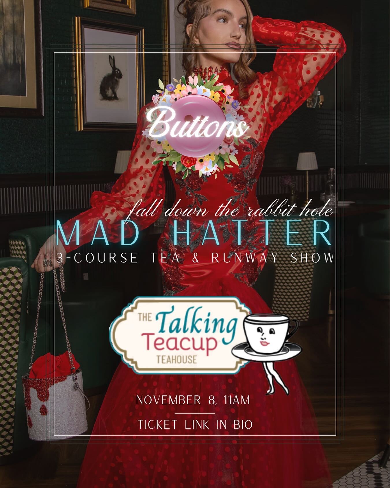 Don&rsquo;t be late for this very important date! There is still time to get your tickets for my very special show with @talkingteacupchalfont !!

Featuring hats by @plainelain 

Walk the red carpet and the runway with @iamdaniellemassi @selfishphill
