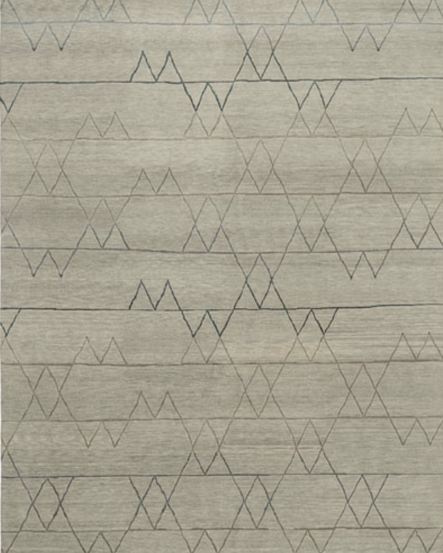 Image of a sage rug with geometric pattern