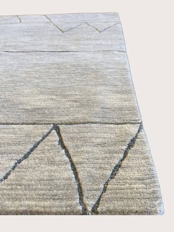 Close-up image of a sage rug with a geometric pattern