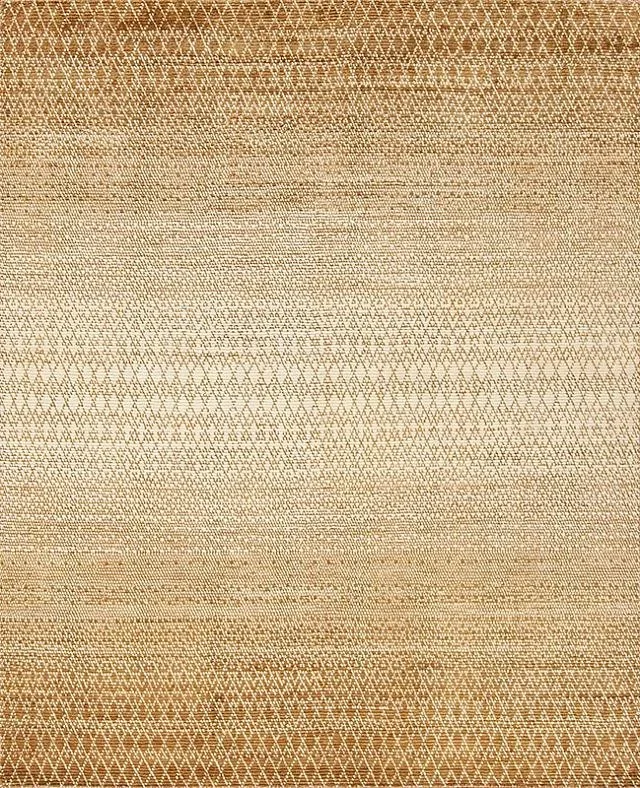 Close-up view of a woven fabric with intricate, brown, diamond-shaped pattern and varying shades of beige and gold.