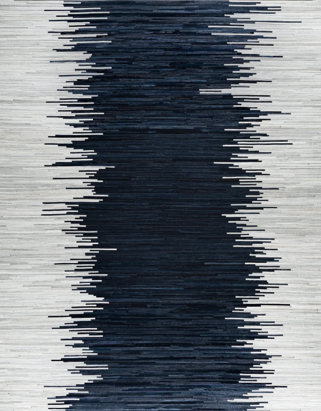 Abstract black silhouette of a person's face on a background of horizontal black and gray lines.