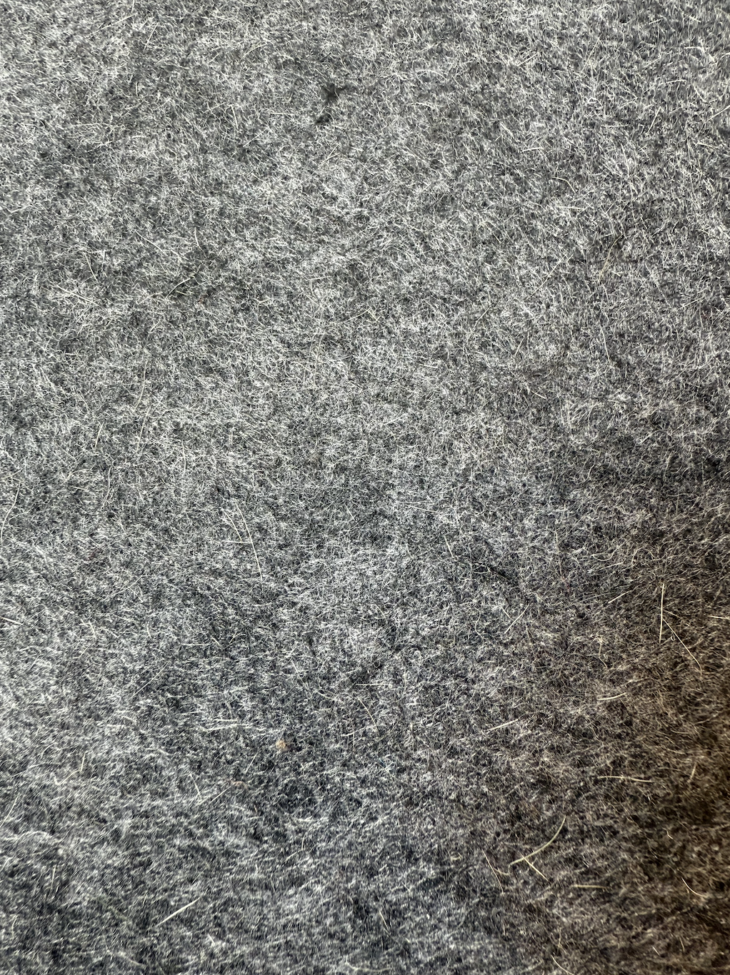 Close-up of a gray, fuzzy fabric material.