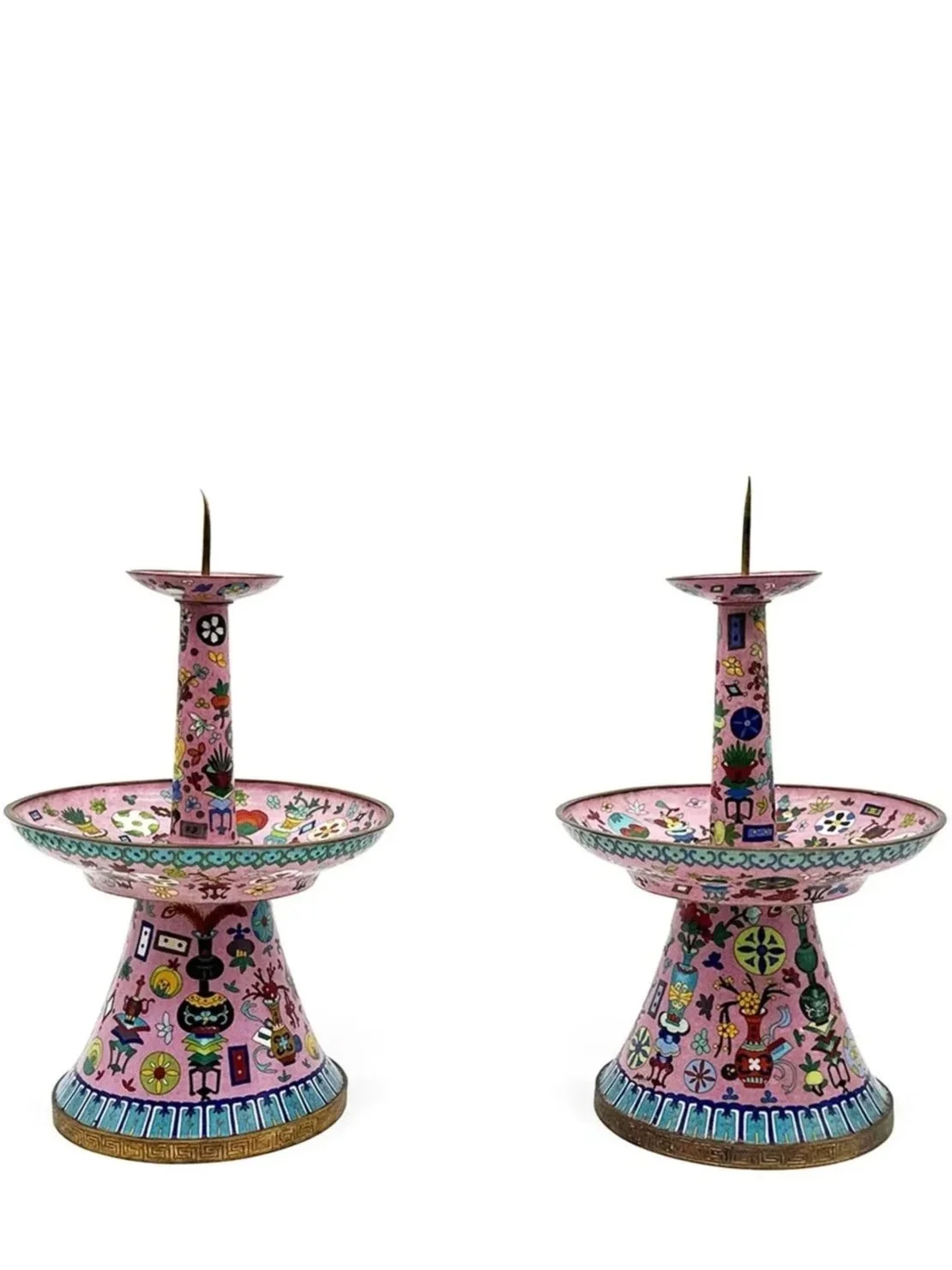 Vintage Chinese Cloisonné Candlesticks