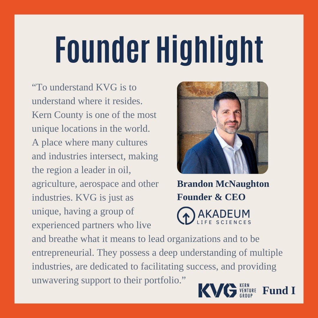 Check out what Brandon McNaughton, Founder &amp; CEO at Akadeum Life Sciences, Inc., has to say about us. Akadeum, a KVG Fund I portfolio company that has been ranked as the 5th most innovative biotech company by Fast Company in 2023, offers a platfo