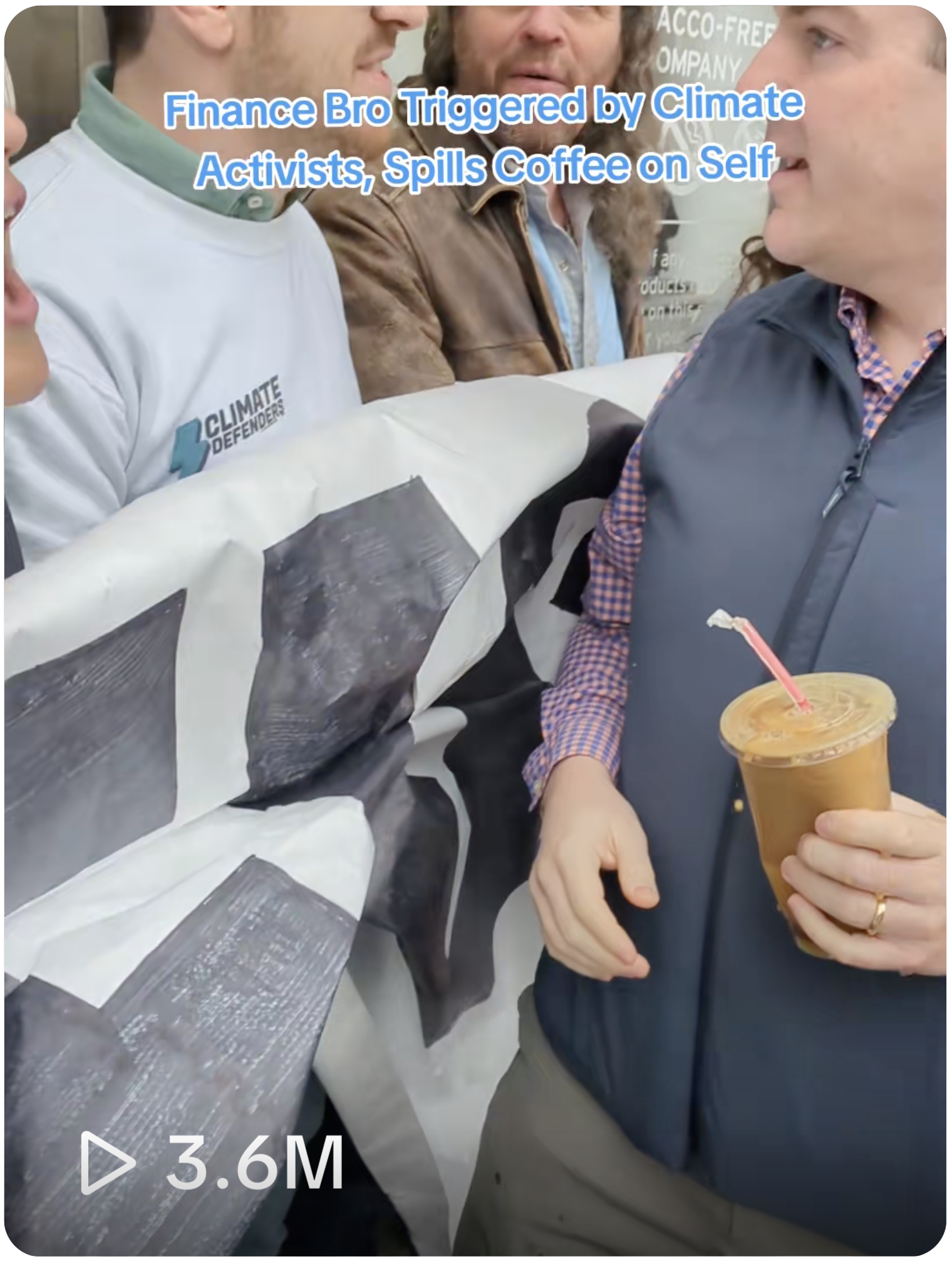 VIRAL: Finance Bro Triggered by Climate Activists, Spills Coffee on Self.