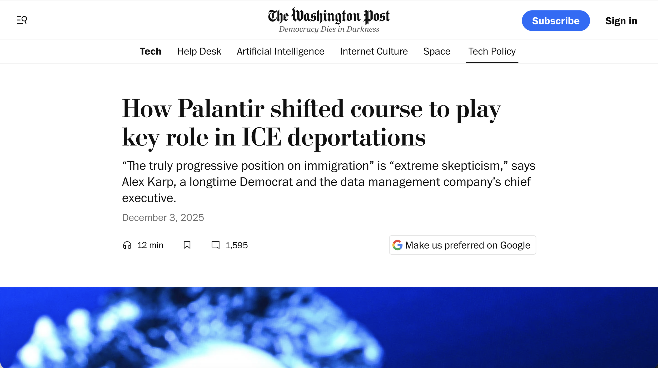The Washington Post coverage on how Palantir plays a key role in ICE deportations.