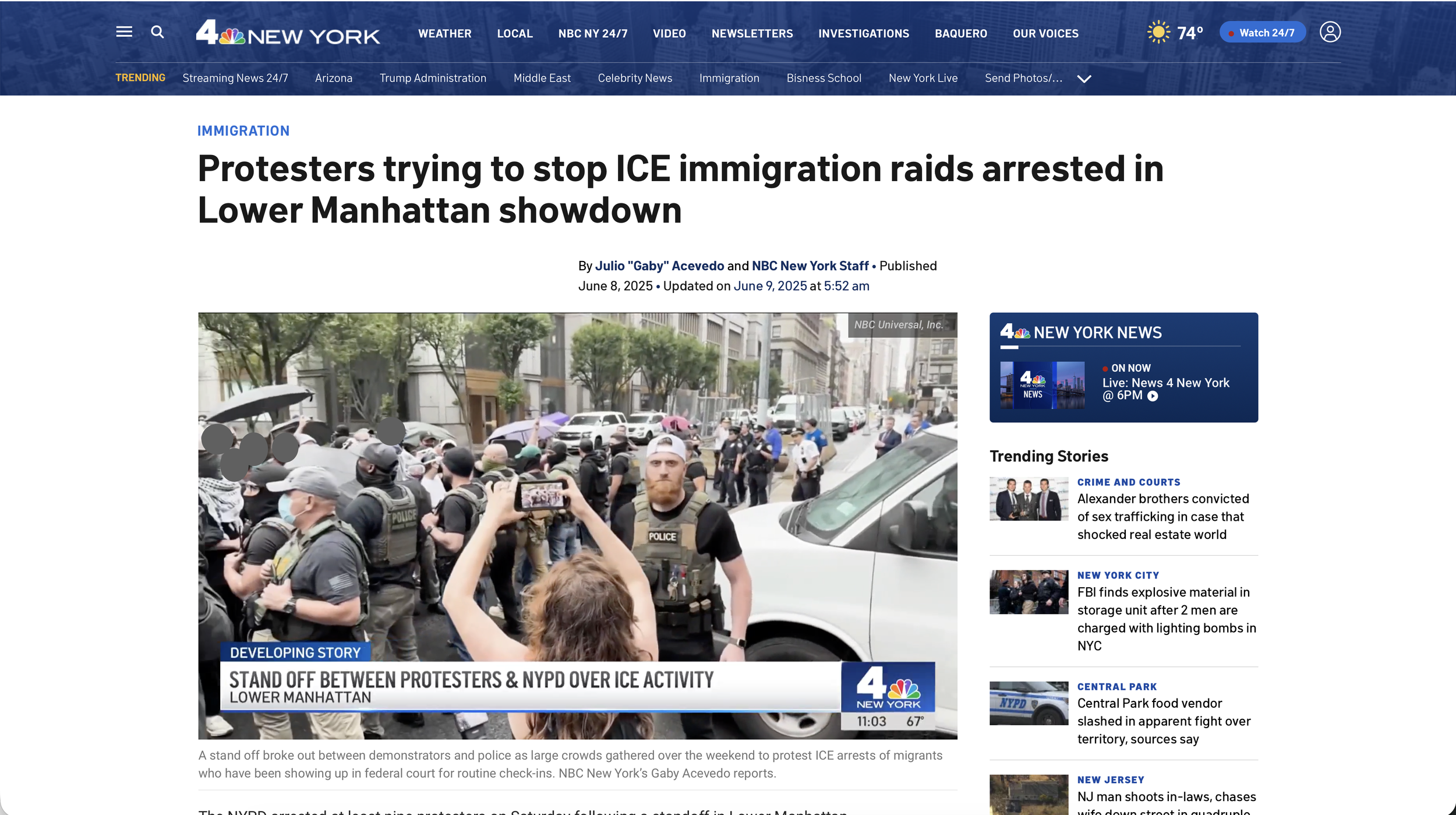 NBC coverage of police repression of protestors trying to stop kidnapped neighbours from being brought to concentration camps. 
