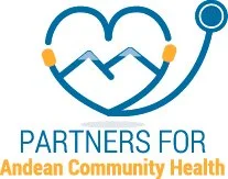 Logo featuring a heart shape with mountain peaks inside, connected to a stethoscope, and the text 'Partners for Andean Community Health'.