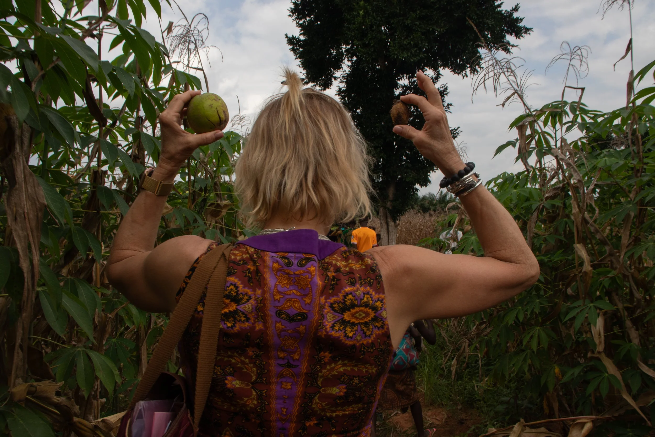 The seed and fruit of the loofah crop as we walked through the fields, August 2024. 