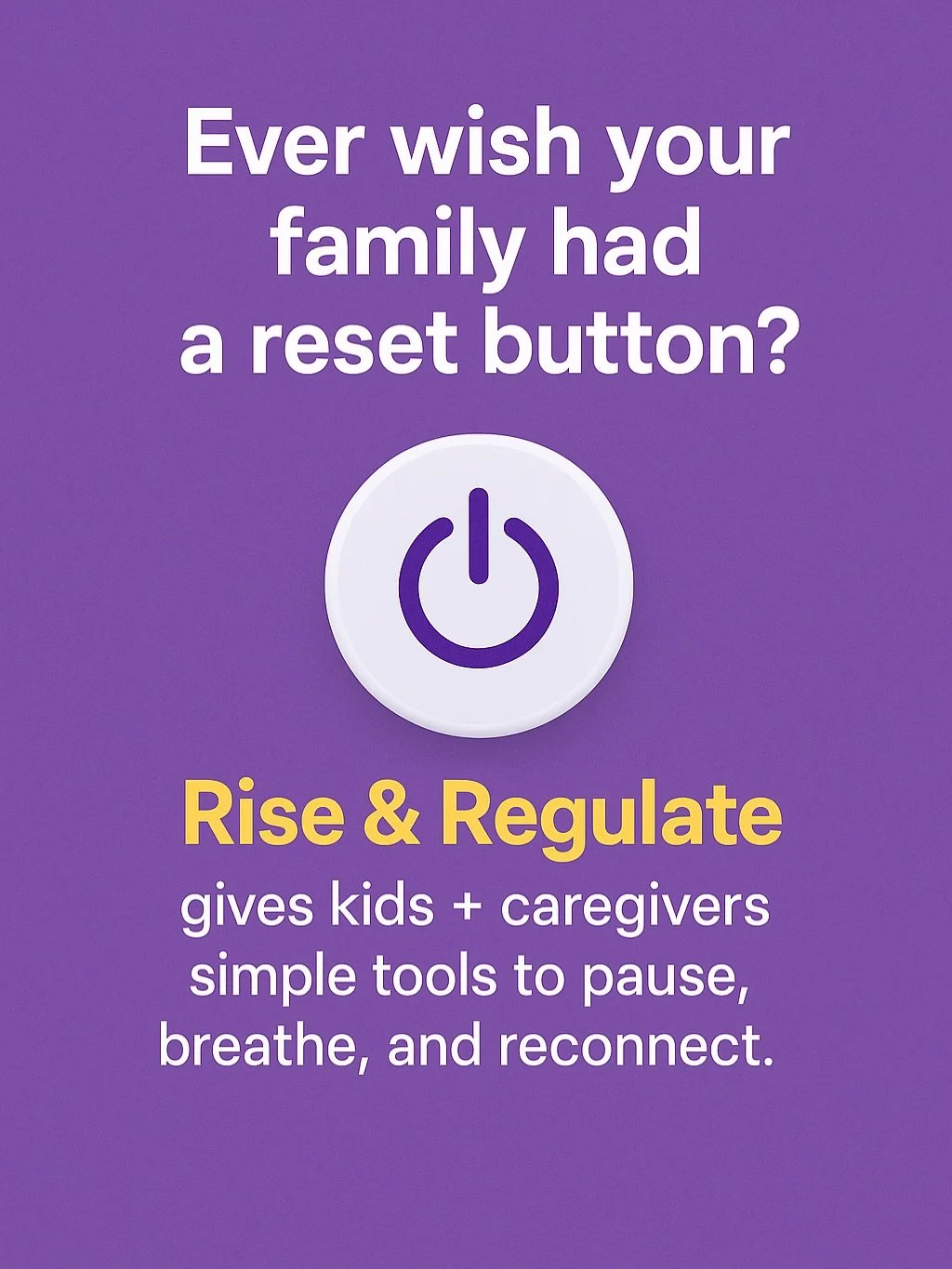 ✨ Sometimes all we need is a reset button!

In our Rise &amp; Regulate programs, kids and caregivers learn tools to pause, breathe, and come back to peace.  We are pairing with Foundation for Family &amp; Community Healing (FFCH) to bring online prog