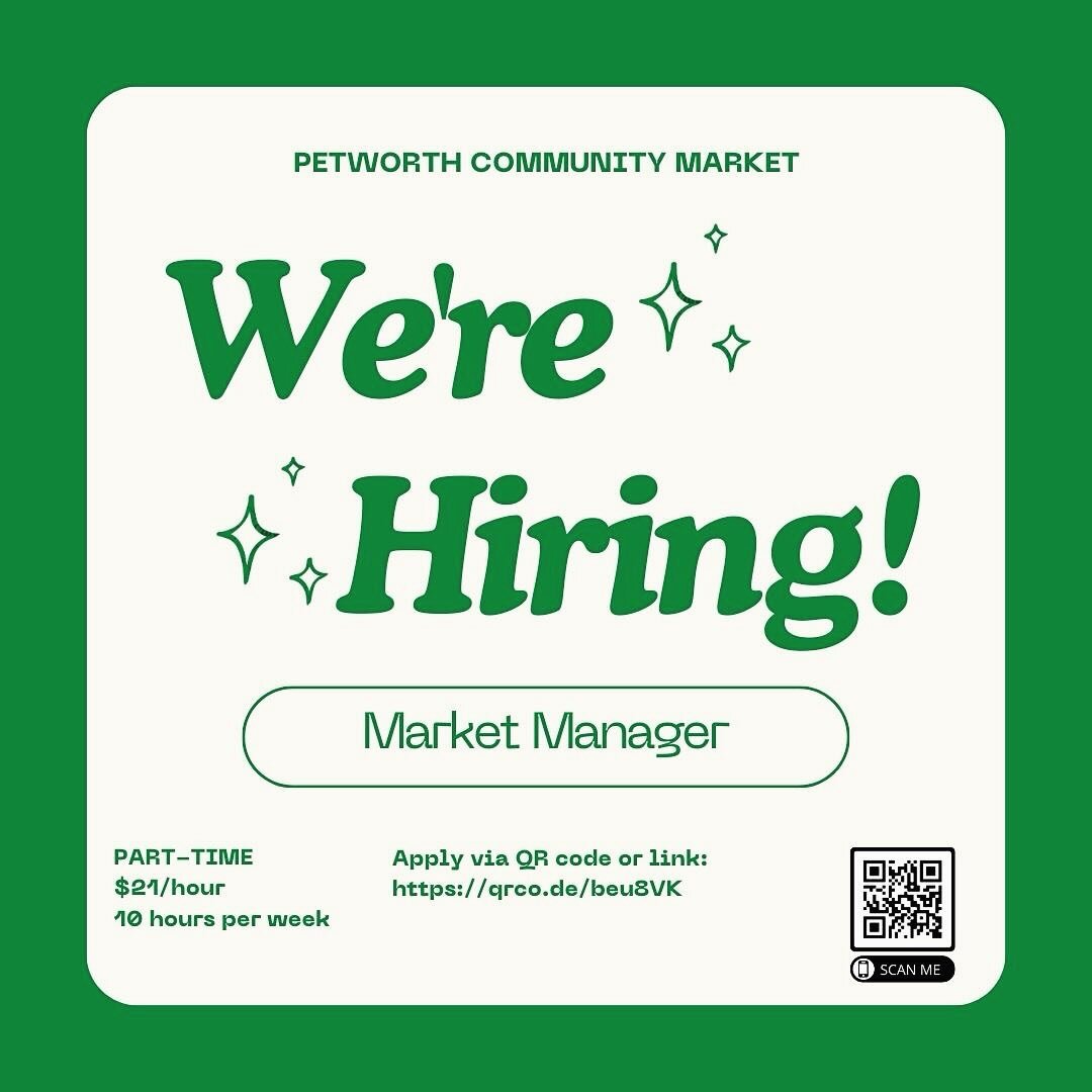 We're excited to be hiring for a market manager! 🌽🥦It's a part-time position for 10 hours per week (Saturday availability required) that pays $21/hour. Plus you get to lead the effort to bring fresh, local, and community-driven offerings to Petwort