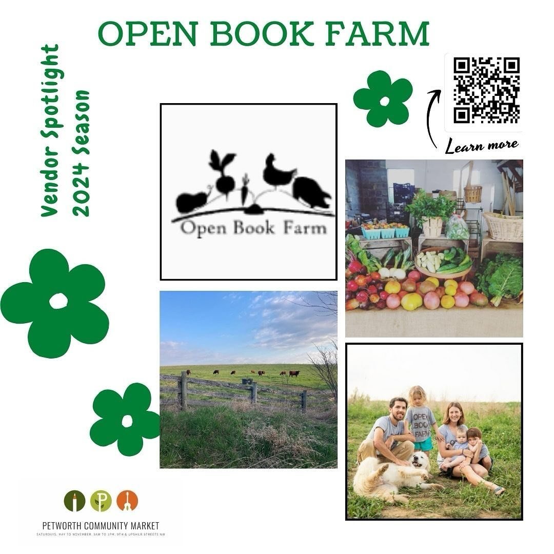 🌟Vendor spotlight on Open Book Farm 🌟 🐓🌱📖🚜 Bringing the best of pastured livestock and organically grown veggies straight to your table. 🥩🍳 From 100% grass-fed beef to tender pork and farm-fresh eggs, every bite is a testament to their commit