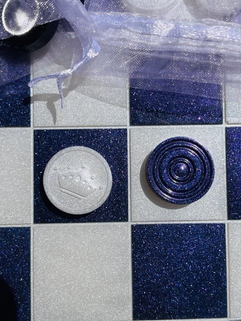 Purple and White Epoxy Checkers Set