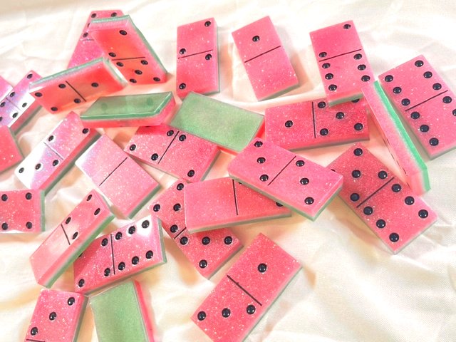 Watermelon themed epoxy dominoes