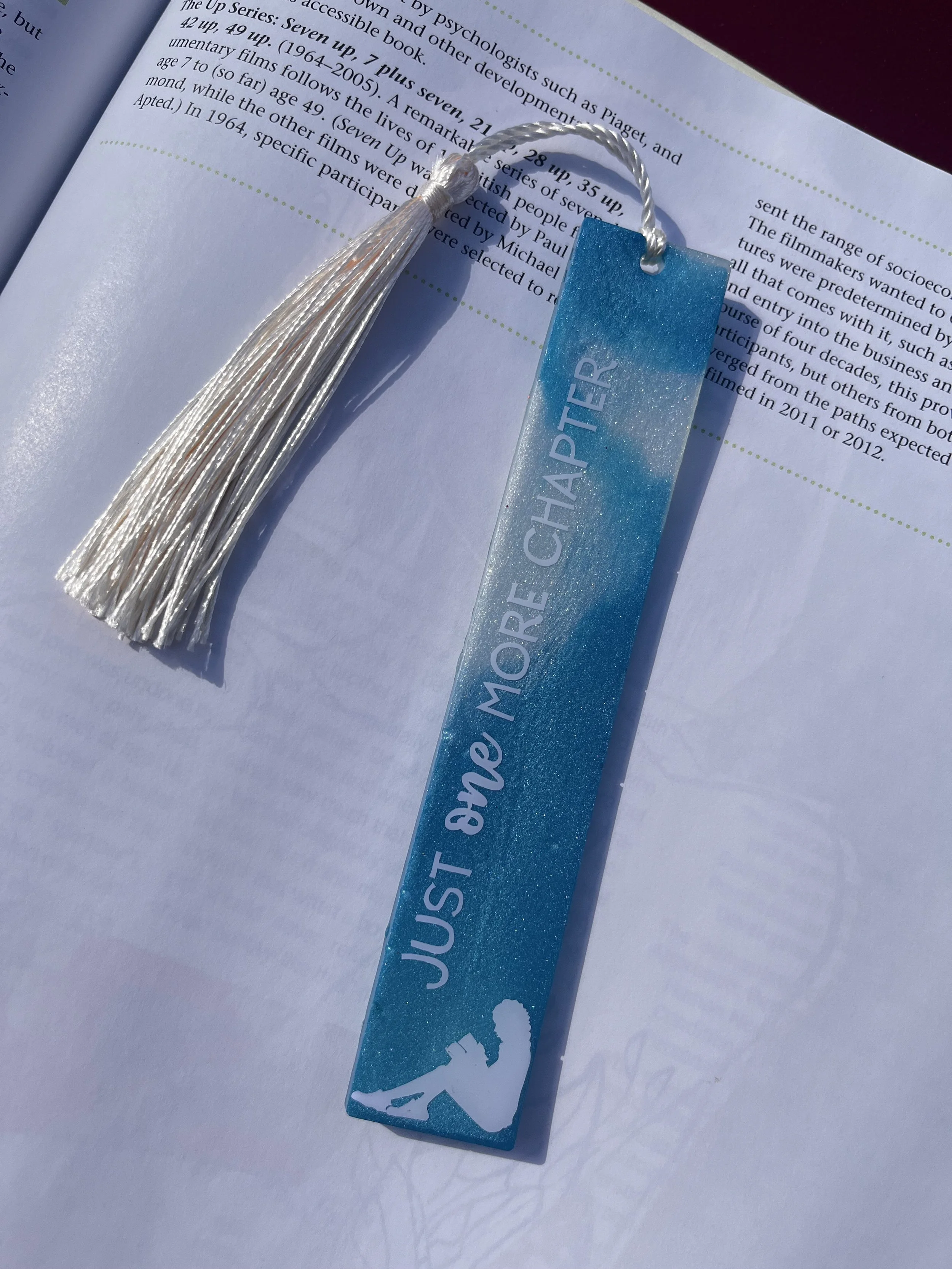 Just One More Chapter Bookmark, Blue and White Bookmark, Custom Bookmark, Personalized Gift, Personalized Bookmark