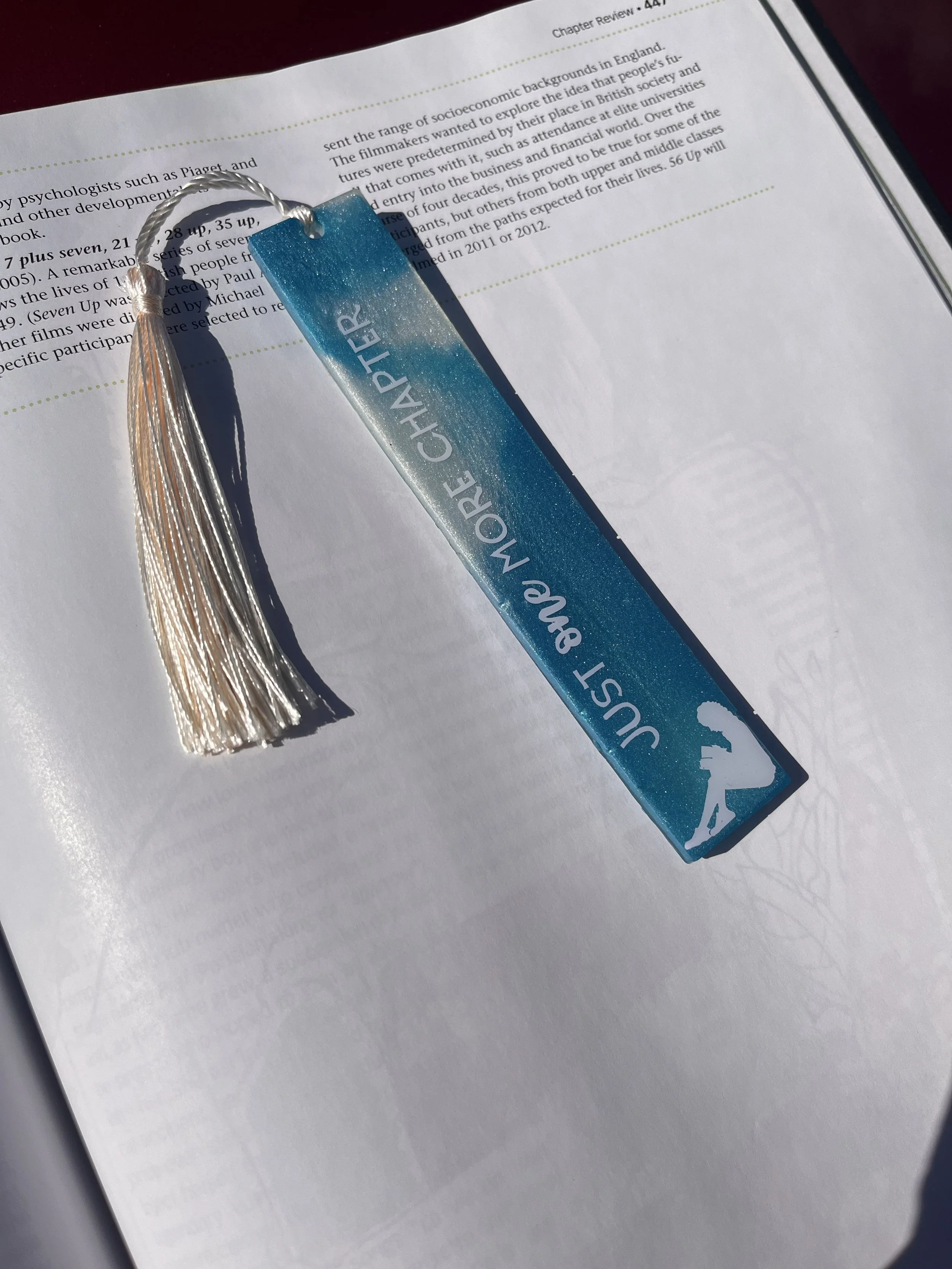 Just One More Chapter Bookmark, Blue and White Bookmark, Custom Bookmark, Personalized Gift, Personalized Bookmark