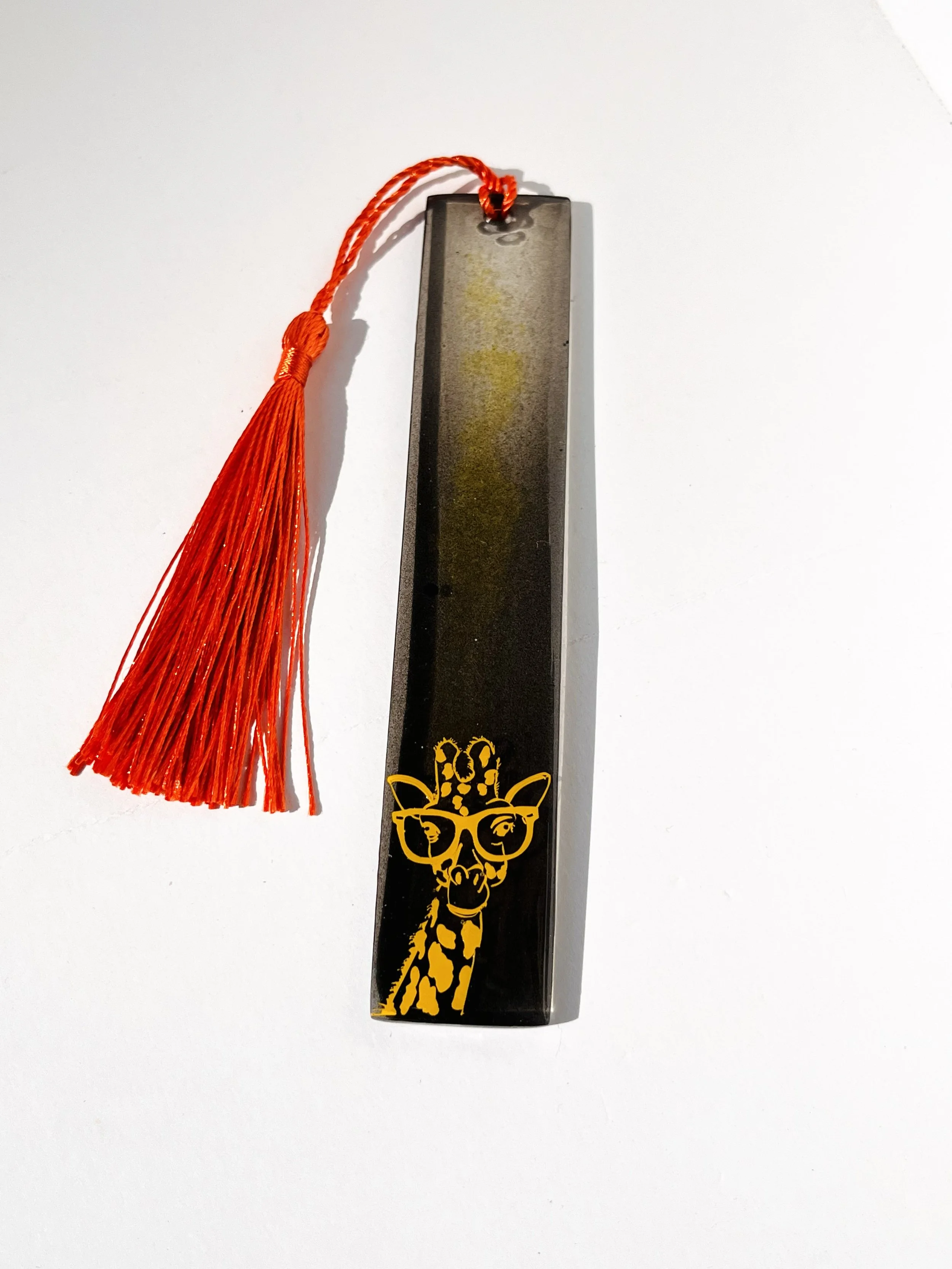 Giraffe Bookmark, Black and Orange Bookmark, Custom Bookmark, Personalized Gift, Personalized Bookmark