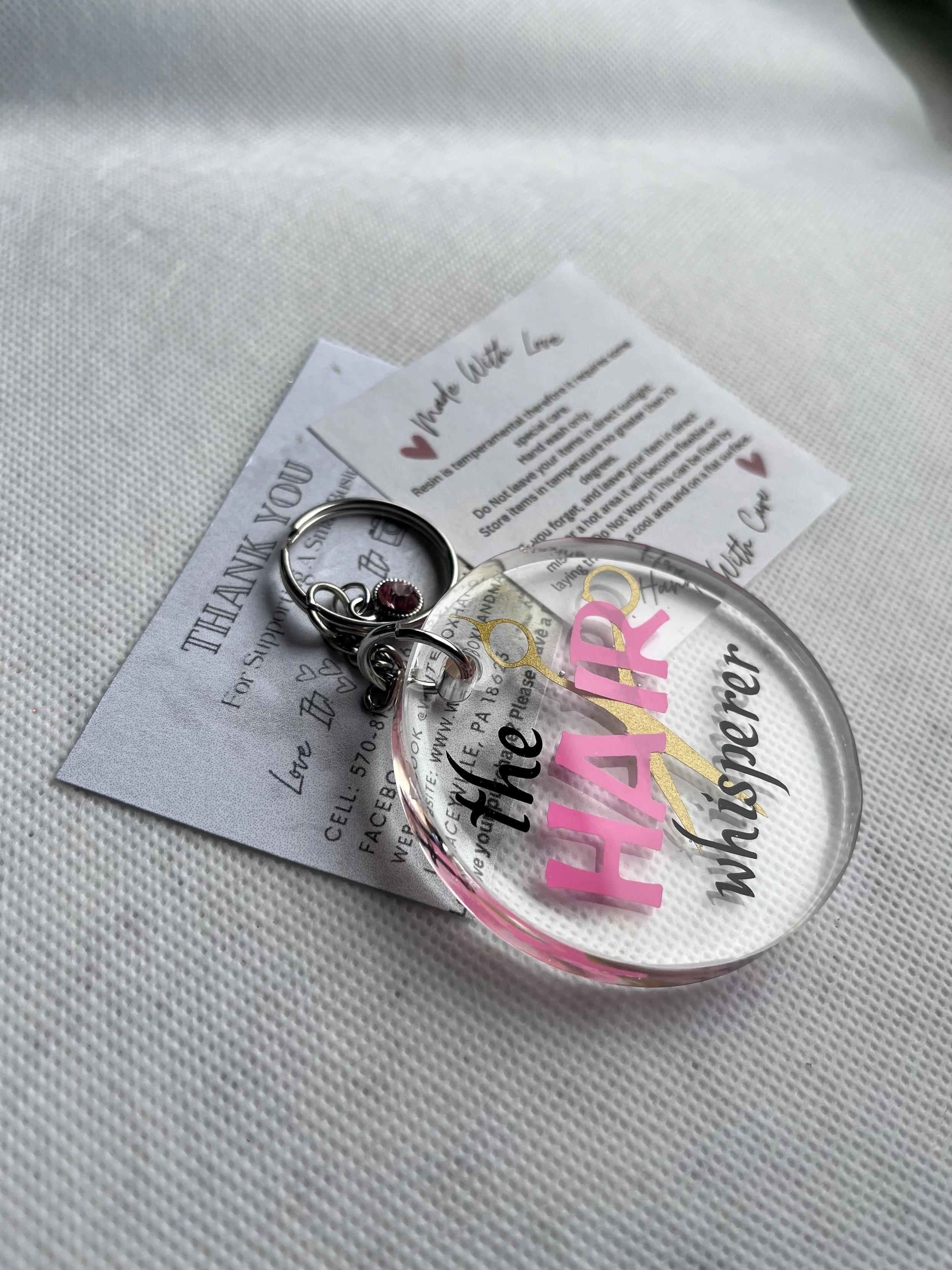 The Hair Whisperer, Circle Keychain, Custom Keychain, Personalized Gift, Hair Stylist Gift