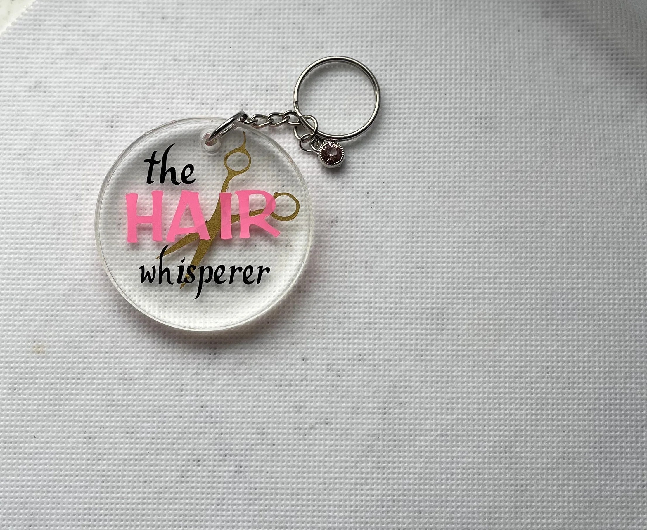 The Hair Whisperer, Circle Keychain, Custom Keychain, Personalized Gift, Hair Stylist Gift
