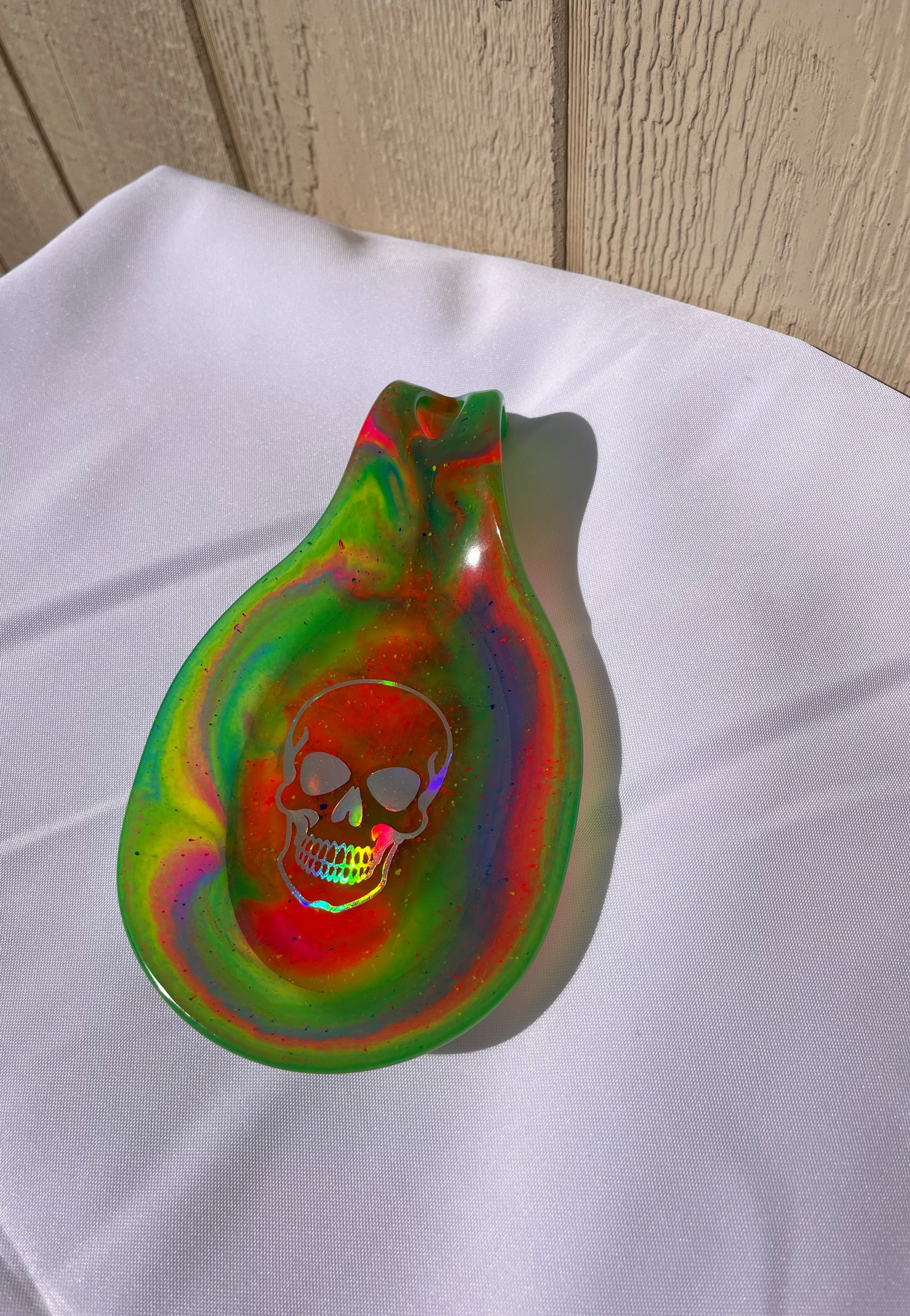 Tie Dye Skull Spoon Rest