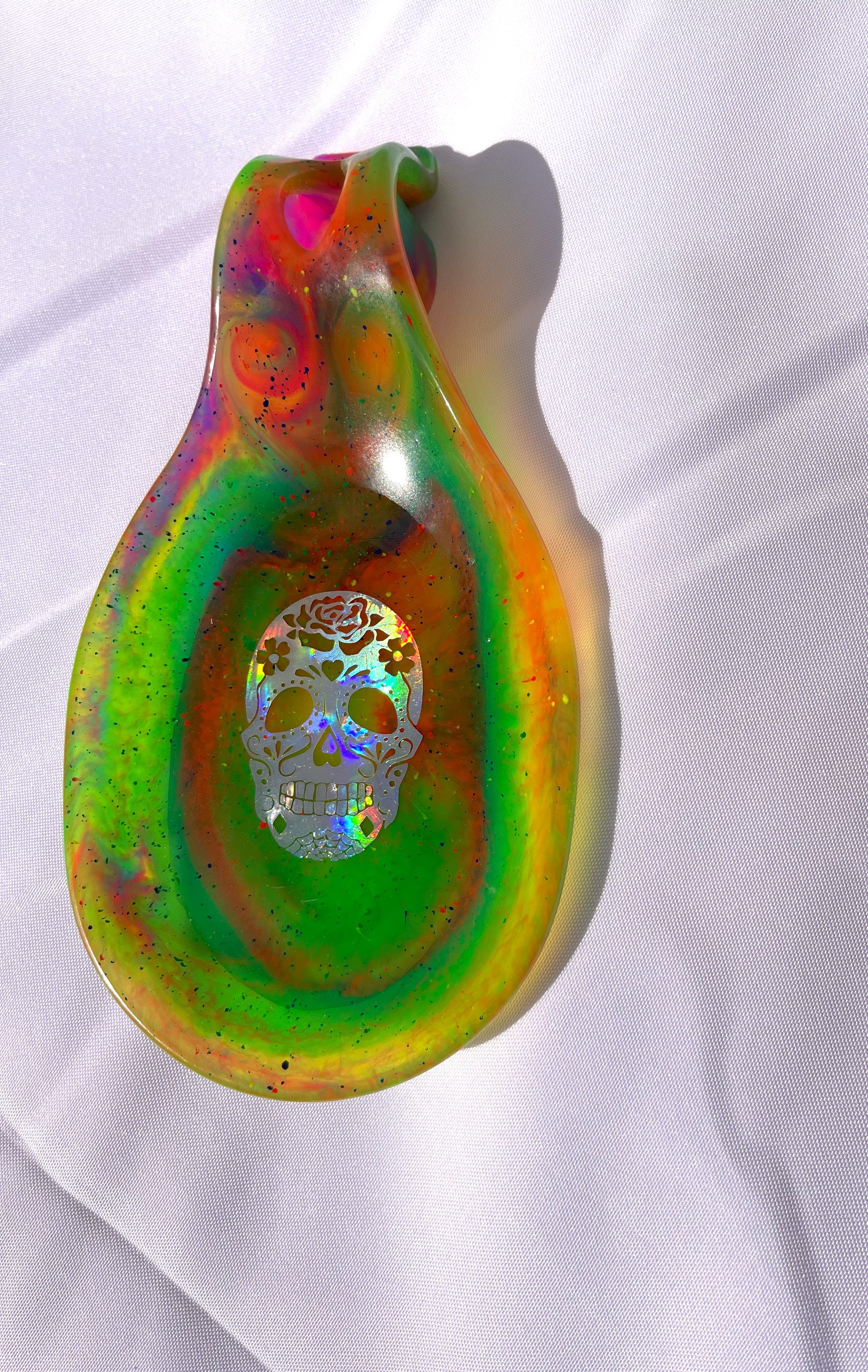 Tie Dye Skull Candy Spoon Rest