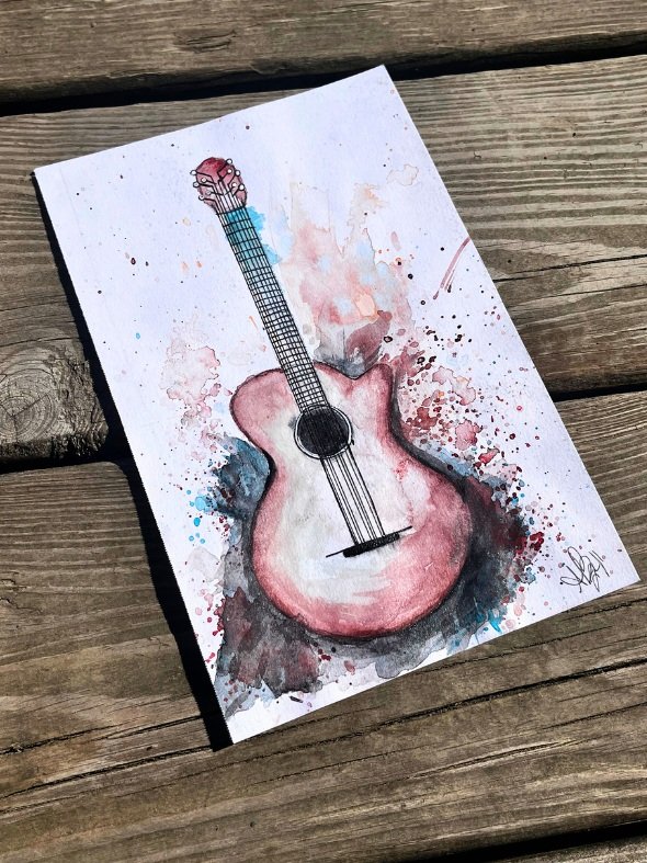 Crimson Strings 5x7" Original Artwork by Saria Brewer