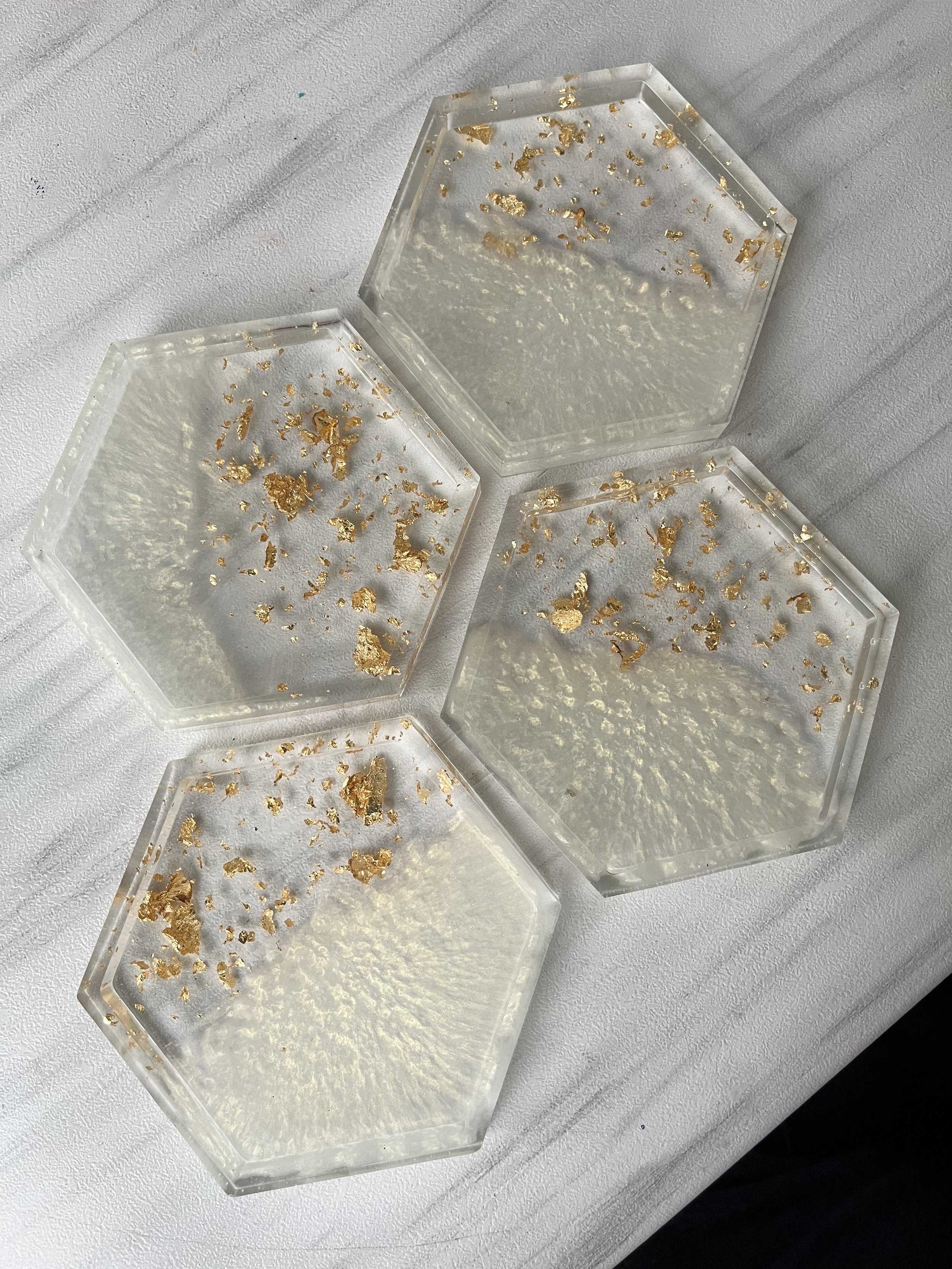 Coasters-Hexagon-White Elegant