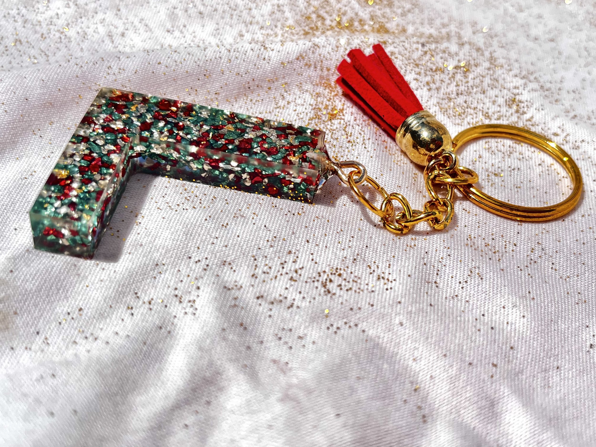 Alphabet Letter Keychain, "L" Keychain, Christmas Spirit Keychain