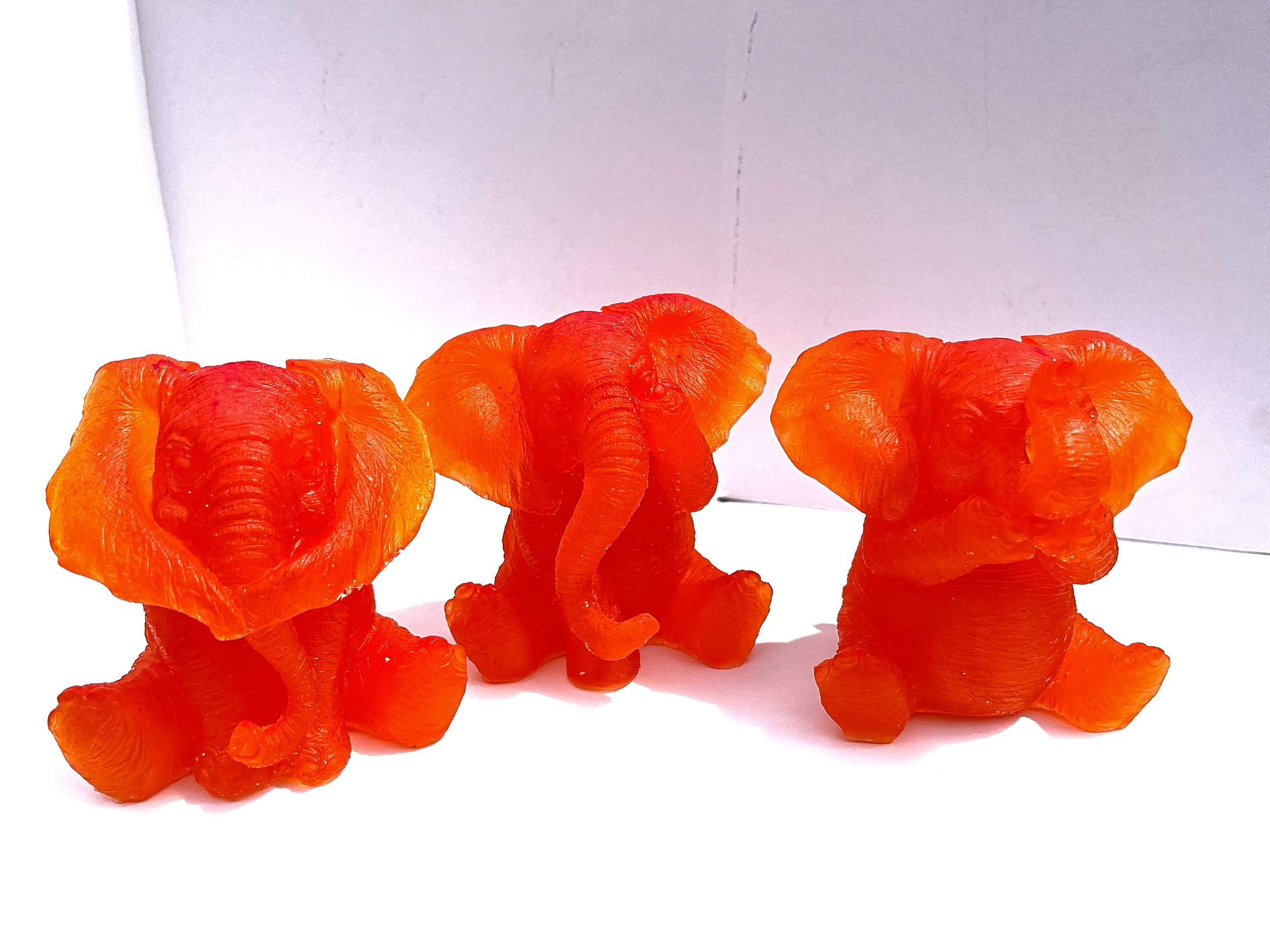 Hear, See, Speak No Evil Elephants- Burnt Orange