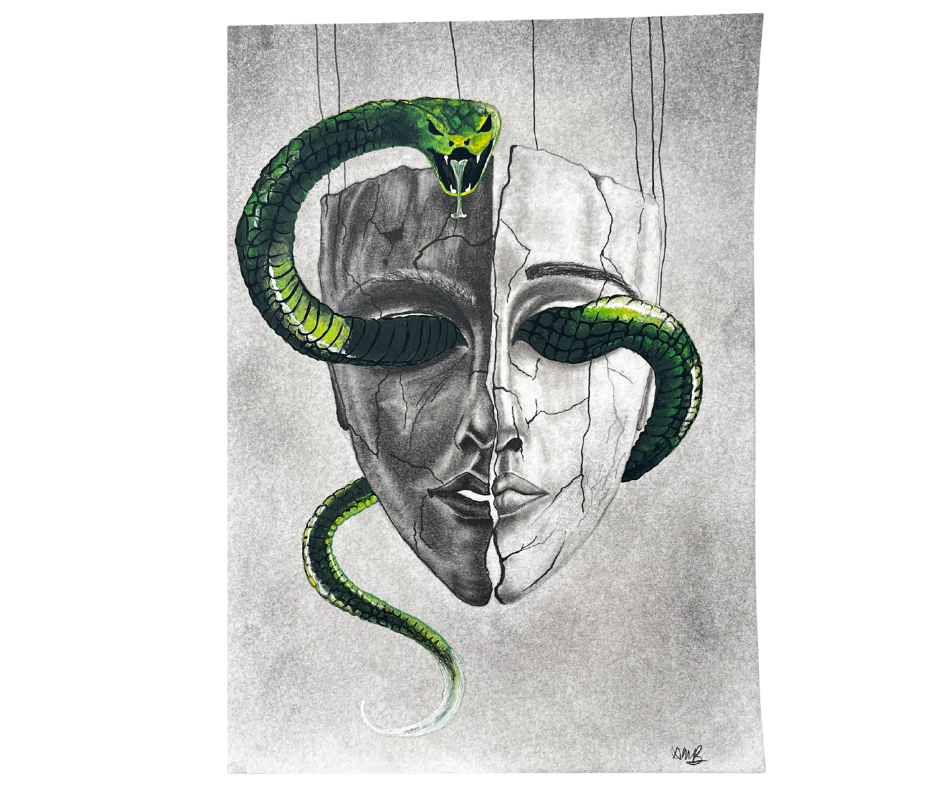 Serpent's Masquerade 9x12 Original Art