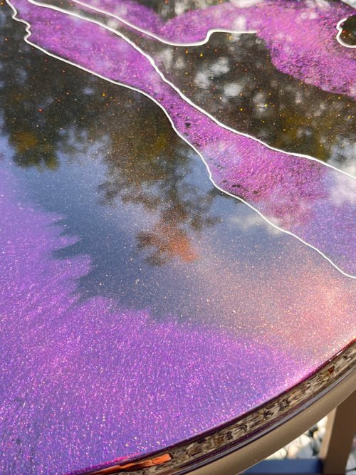 Galaxy Color Shift Epoxy Table-Close Up