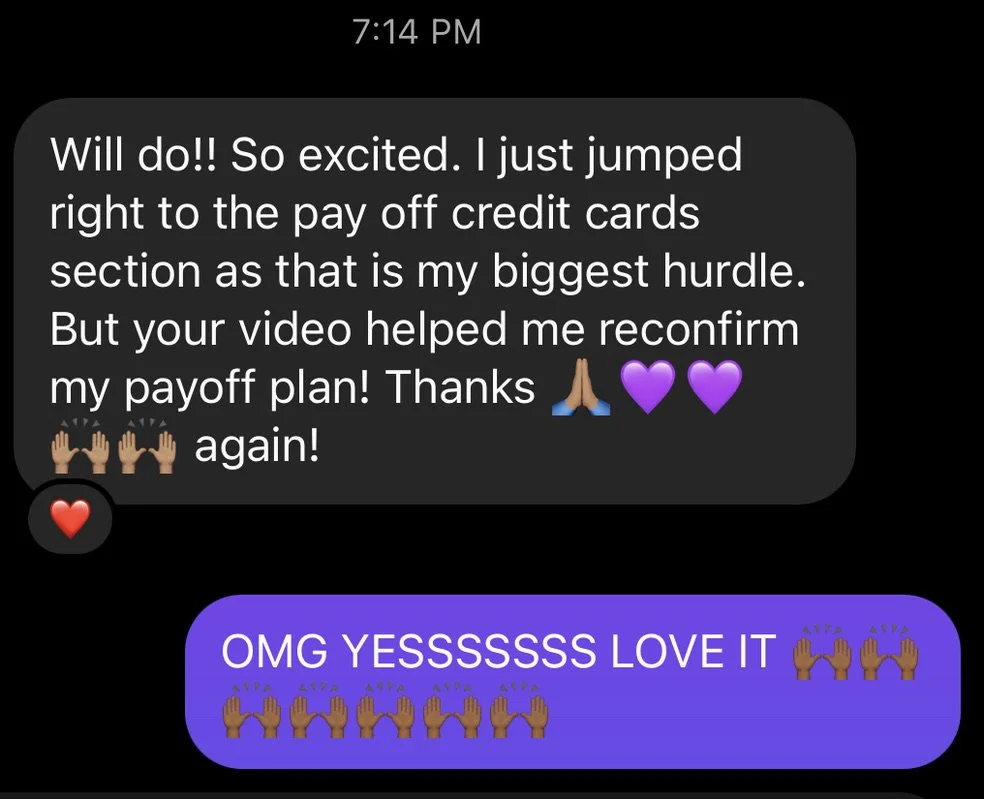 Text message - Paying off debt.jpeg