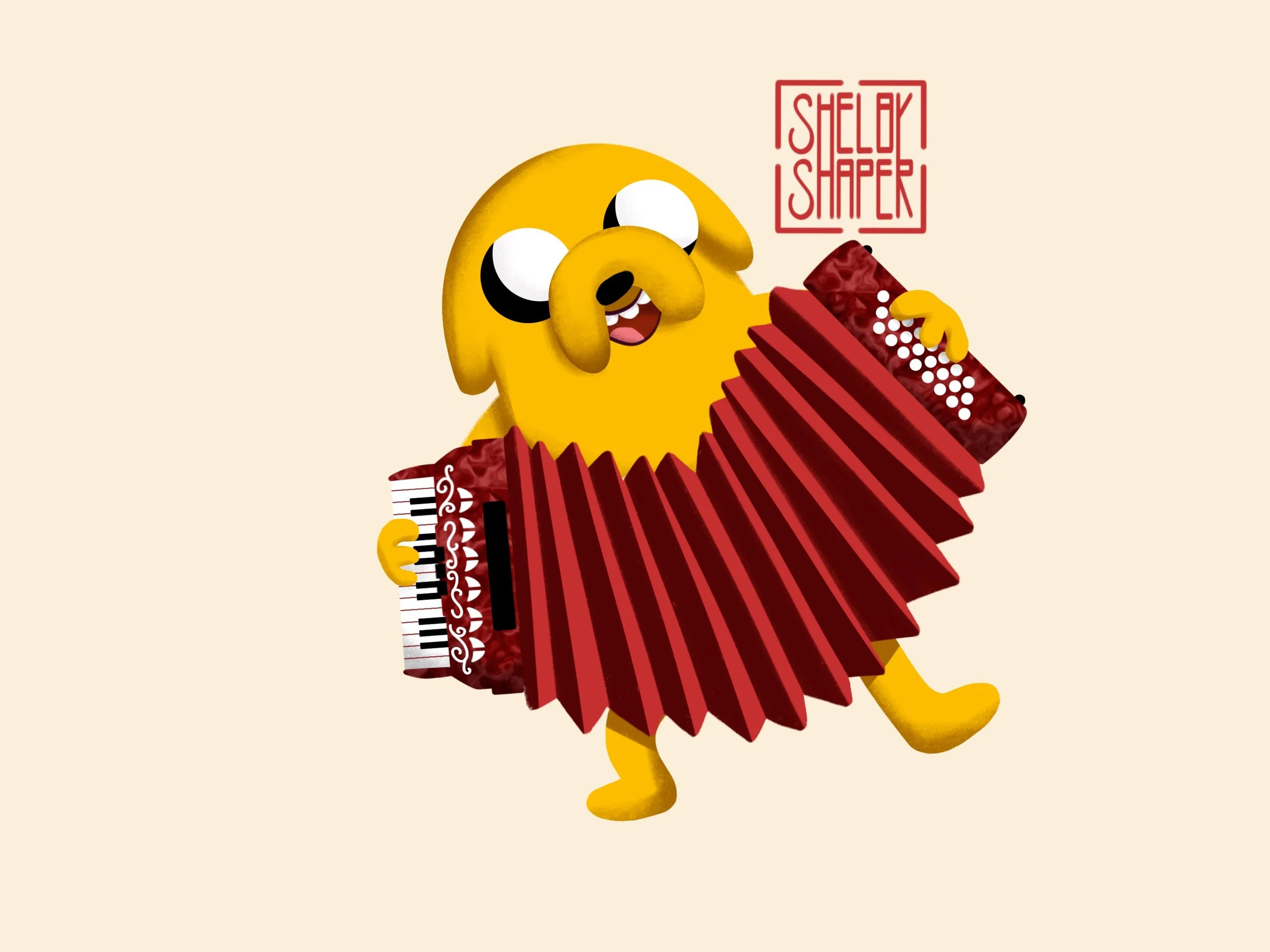 Jake the Dog with his student sized accordion