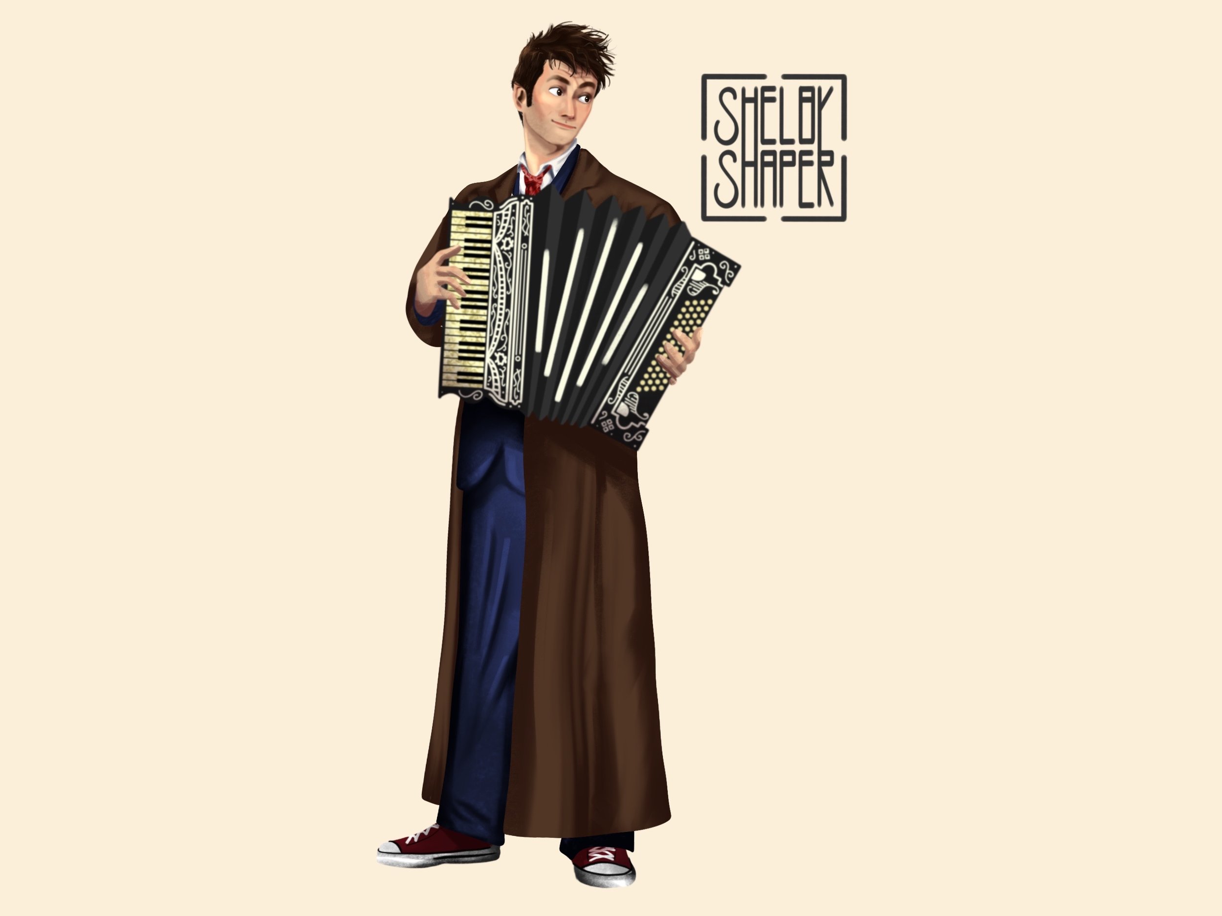 The 10th Doctor and his vintage accordion 