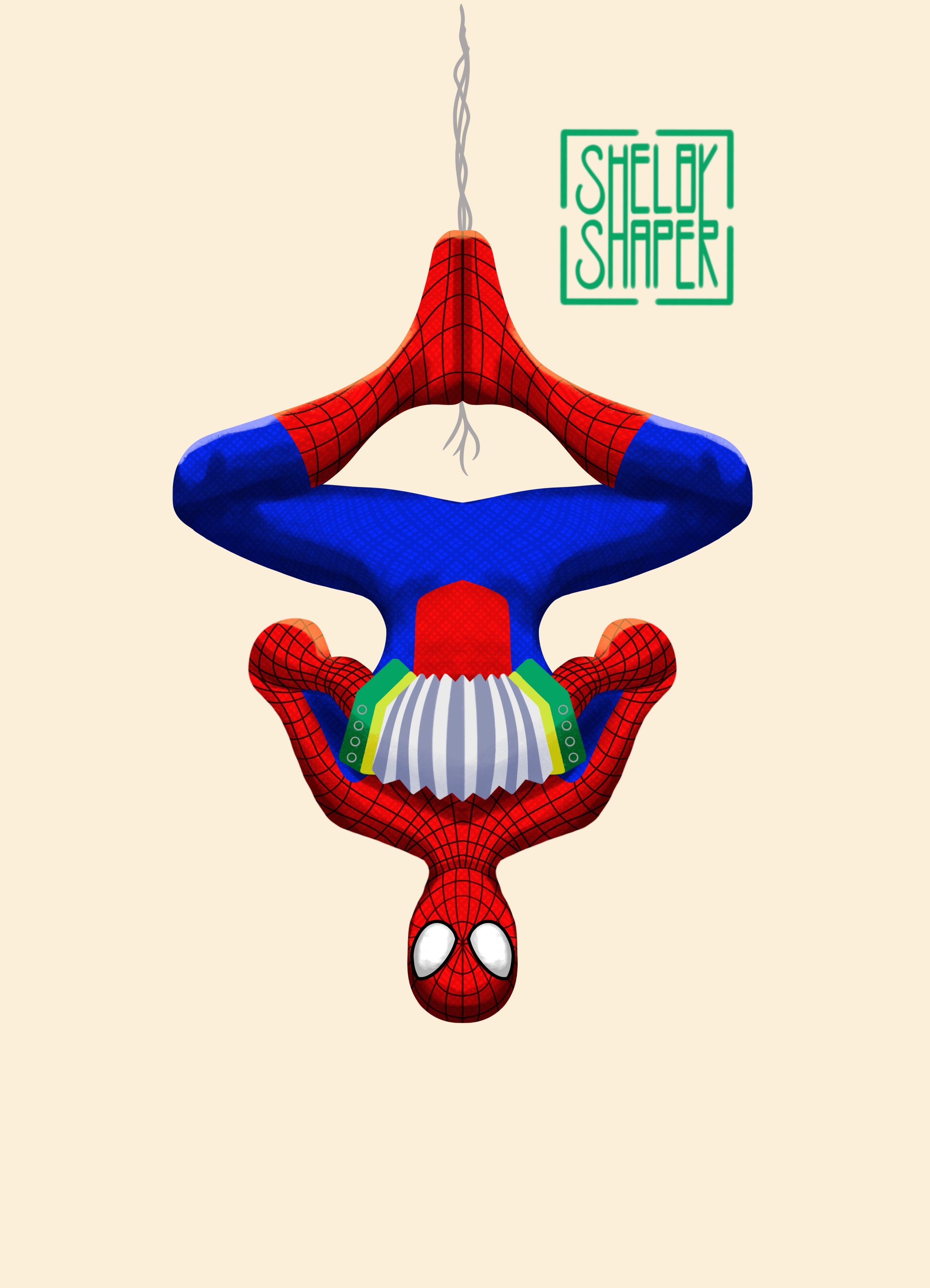 Spider-Man and his 2 row button concertina