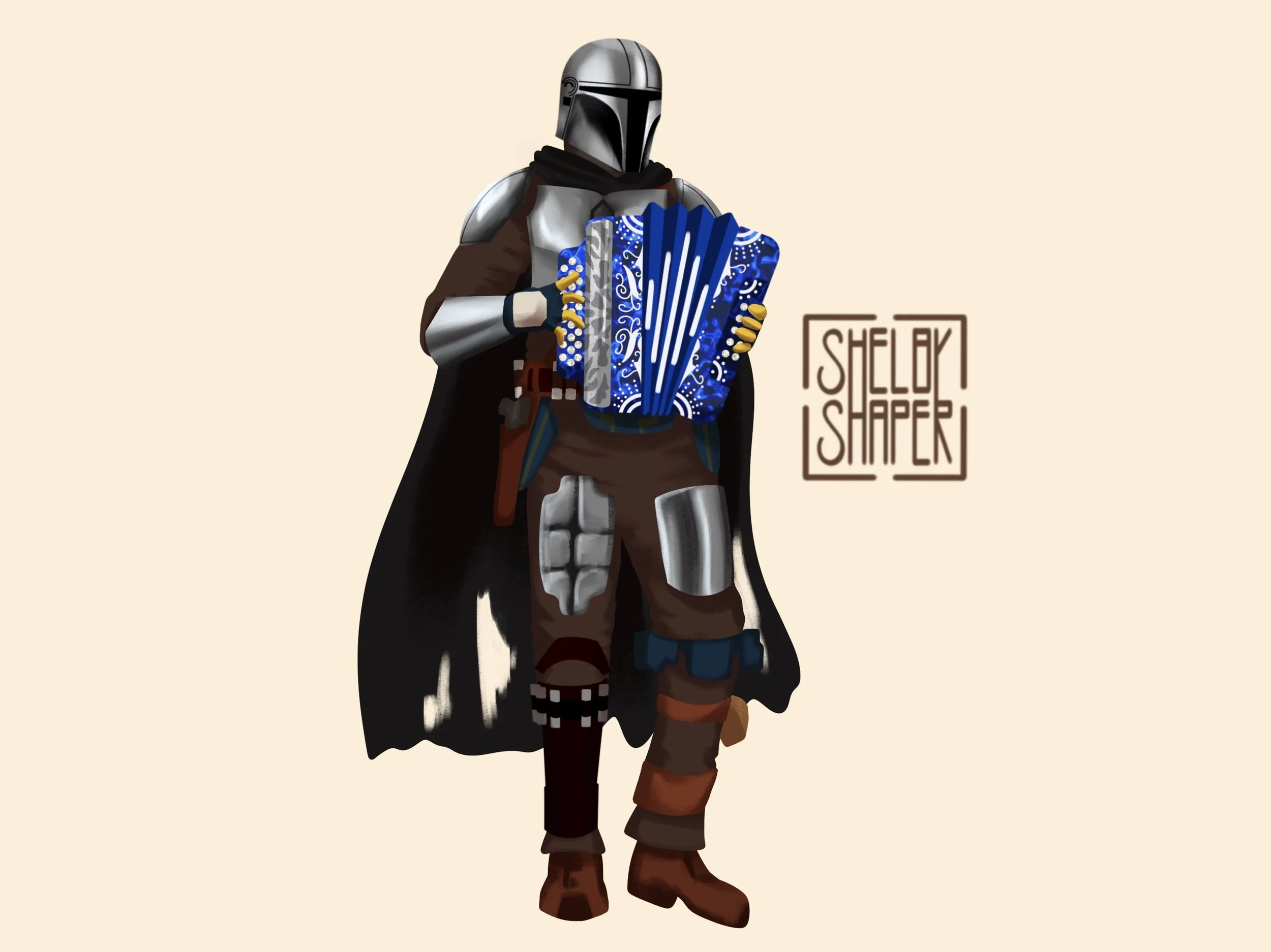 The Mandalorian and his 3 row button box