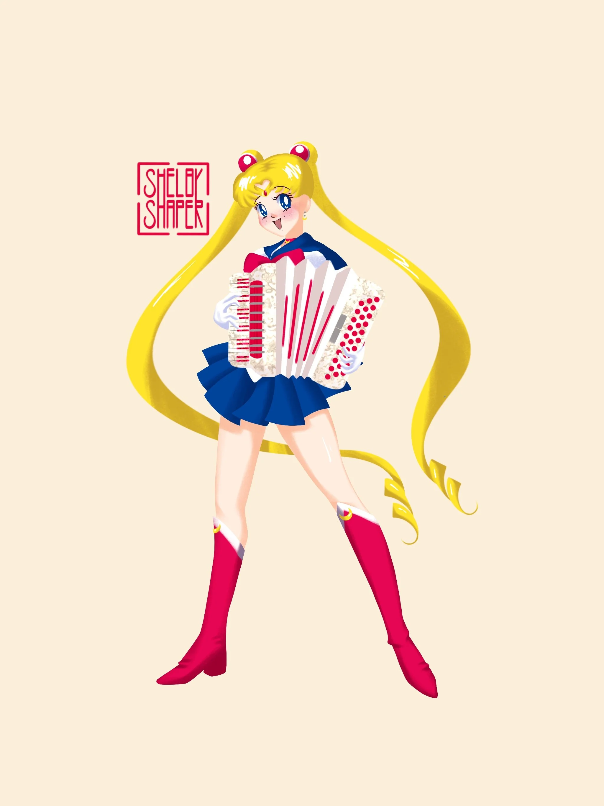 Sailor Moon and her pearlescent accordion