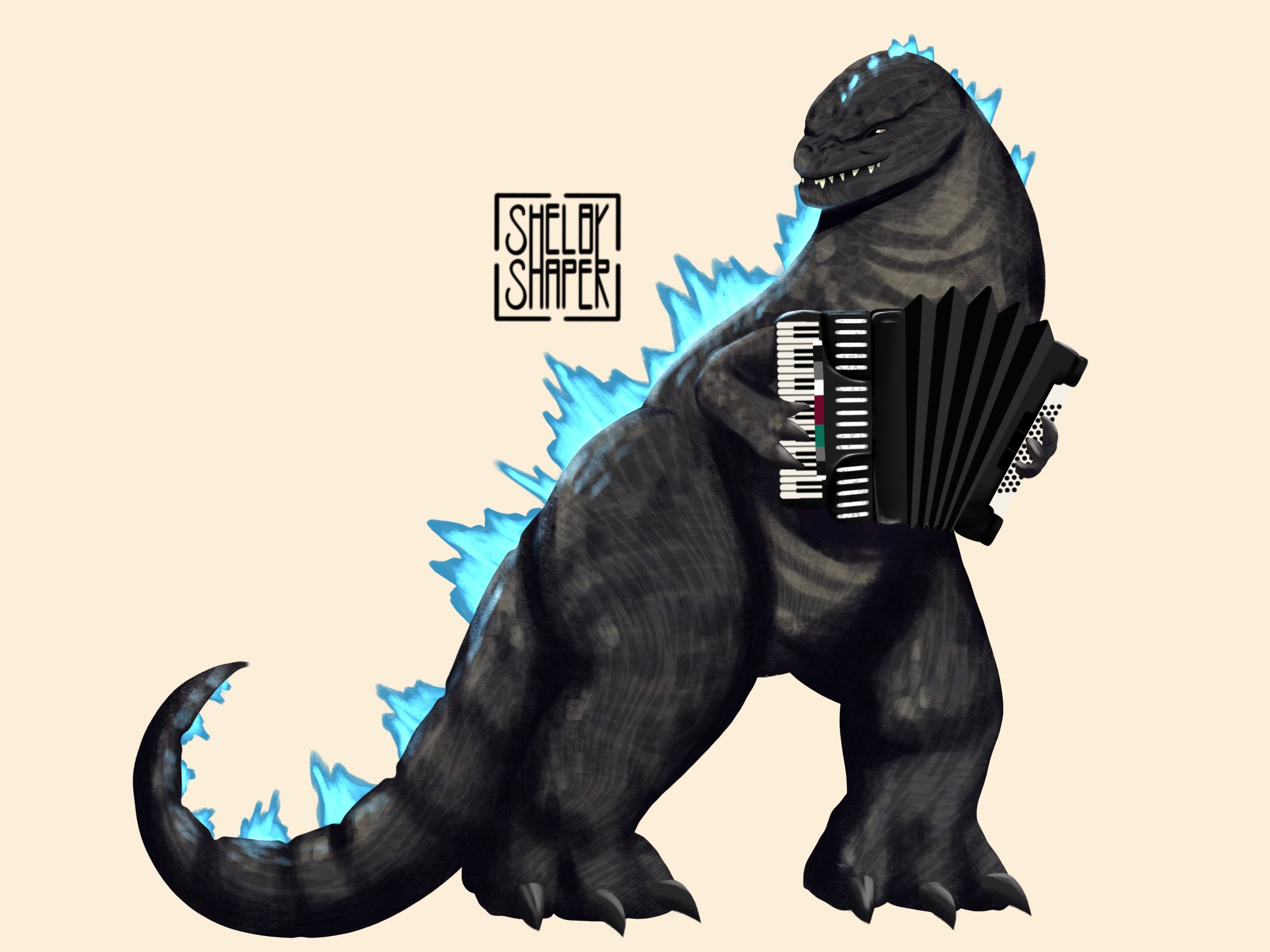 Godzilla with his "Lounge Lizard" Cordovox