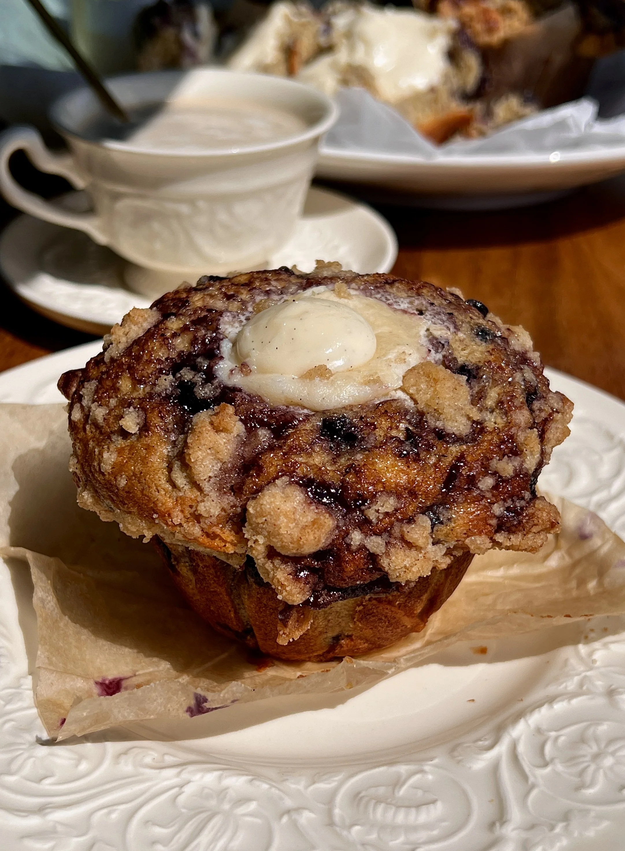 Bakery-Style Blueberry Cream Cheese Muffins
