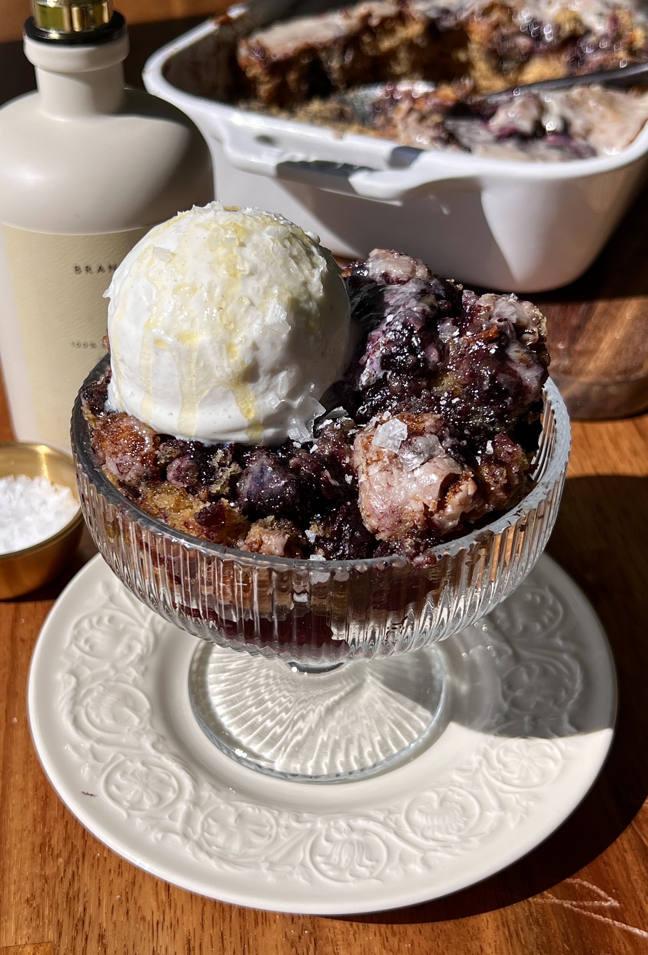 Brown Butter Blueberry Fritter Cake