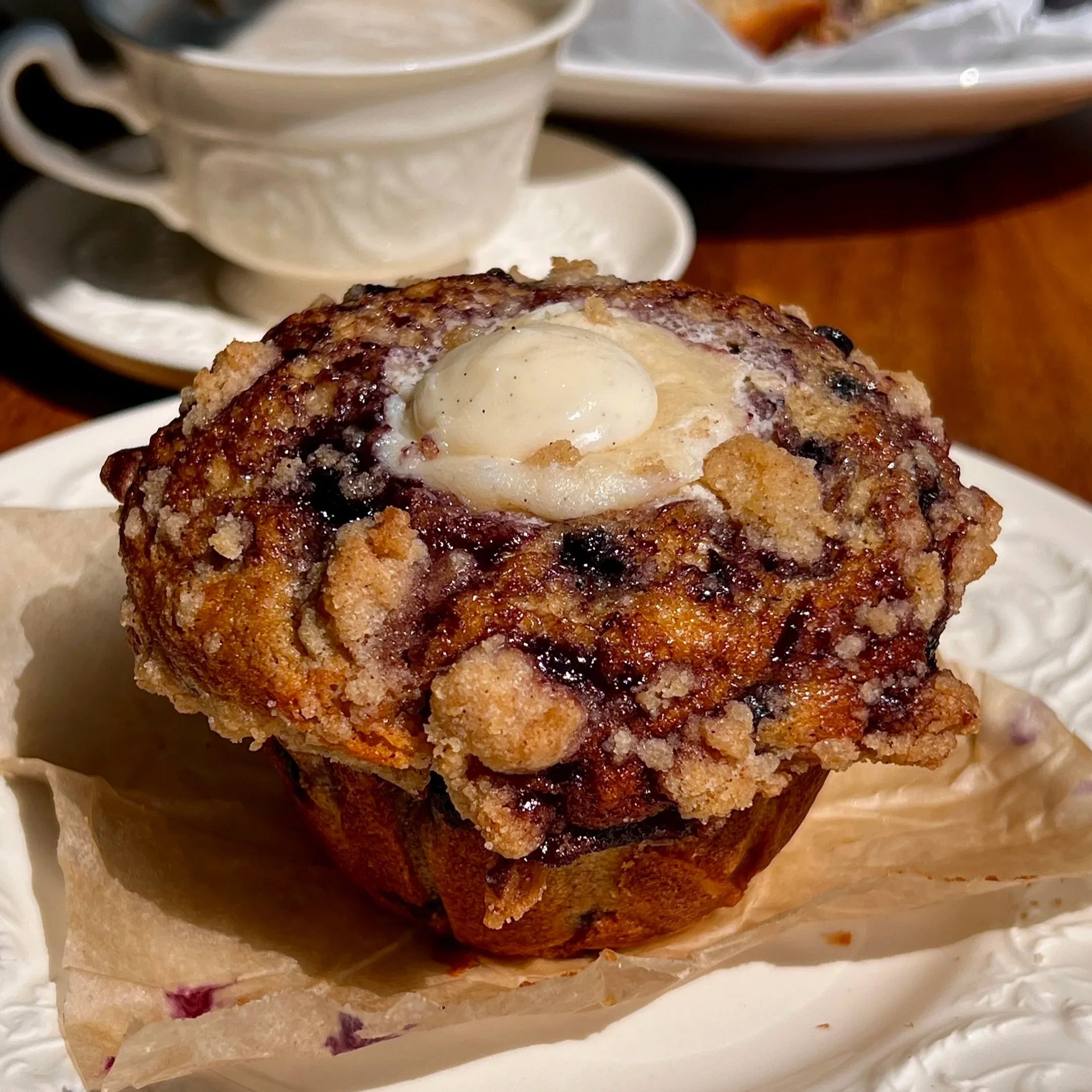 Bakery-Style Blueberry Cream Cheese Muffins