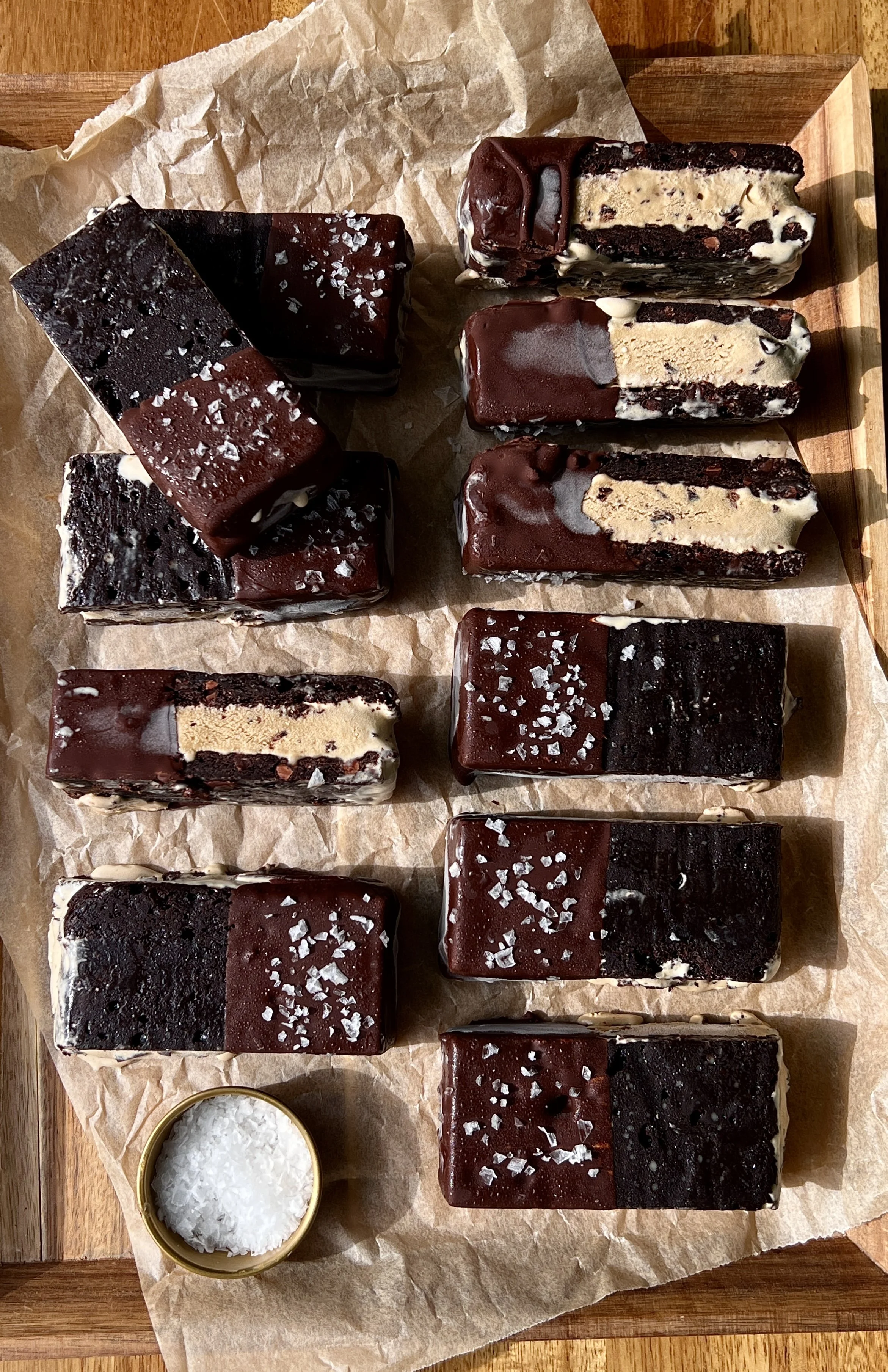 Brownie Ice Cream Sandwiches (with Homemade Coffee Chip Ice Cream)