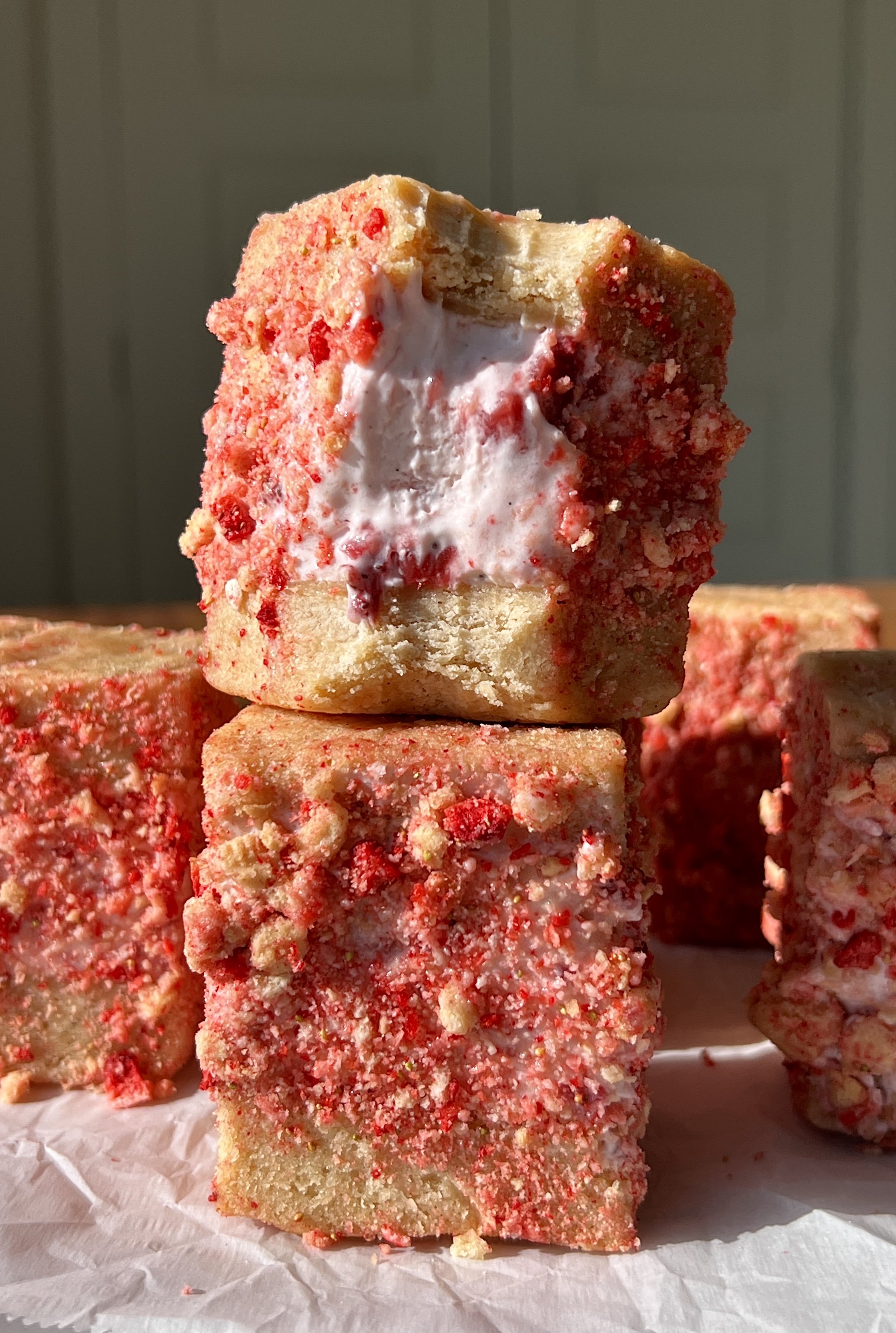 Strawberry Shortcake Shortbread Ice Cream Sandwiches