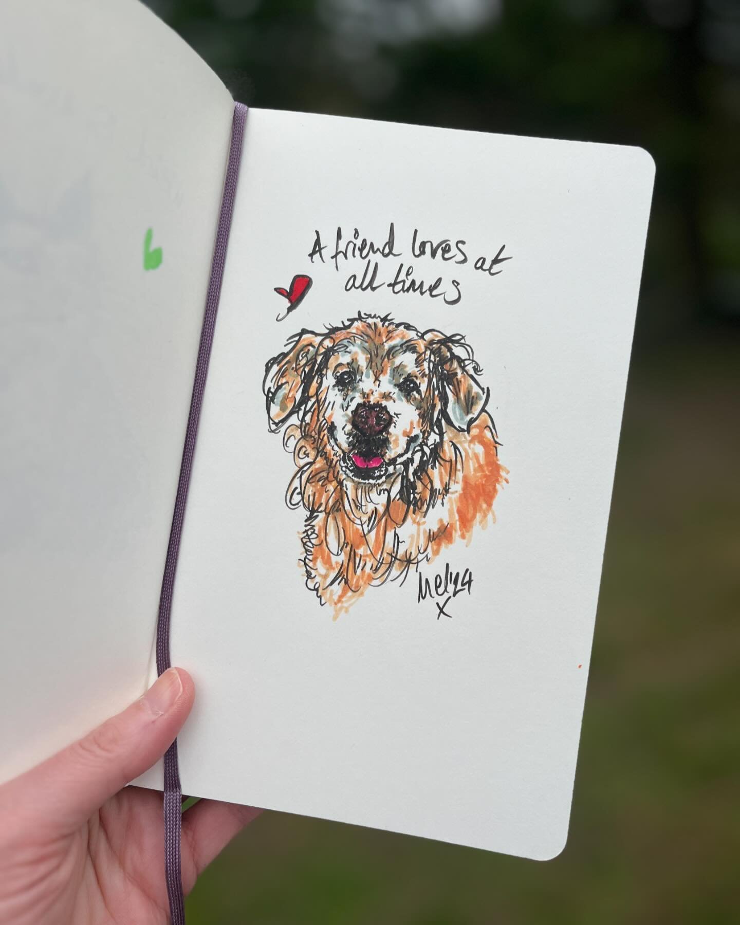 🧡 a friend loves at all times 🧡
&bull;
&bull;
#petsandquotes #sketchbook #art #petportrait #artist #dailyart #goldenretriever #illustration